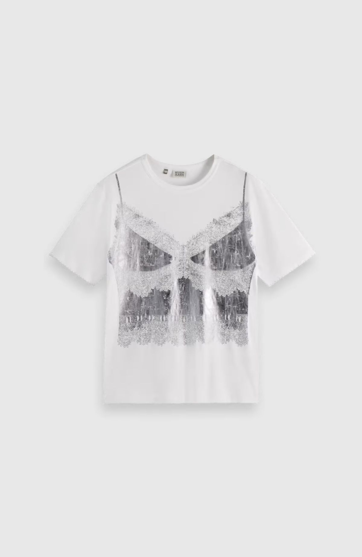 Foil print loose t-shirt