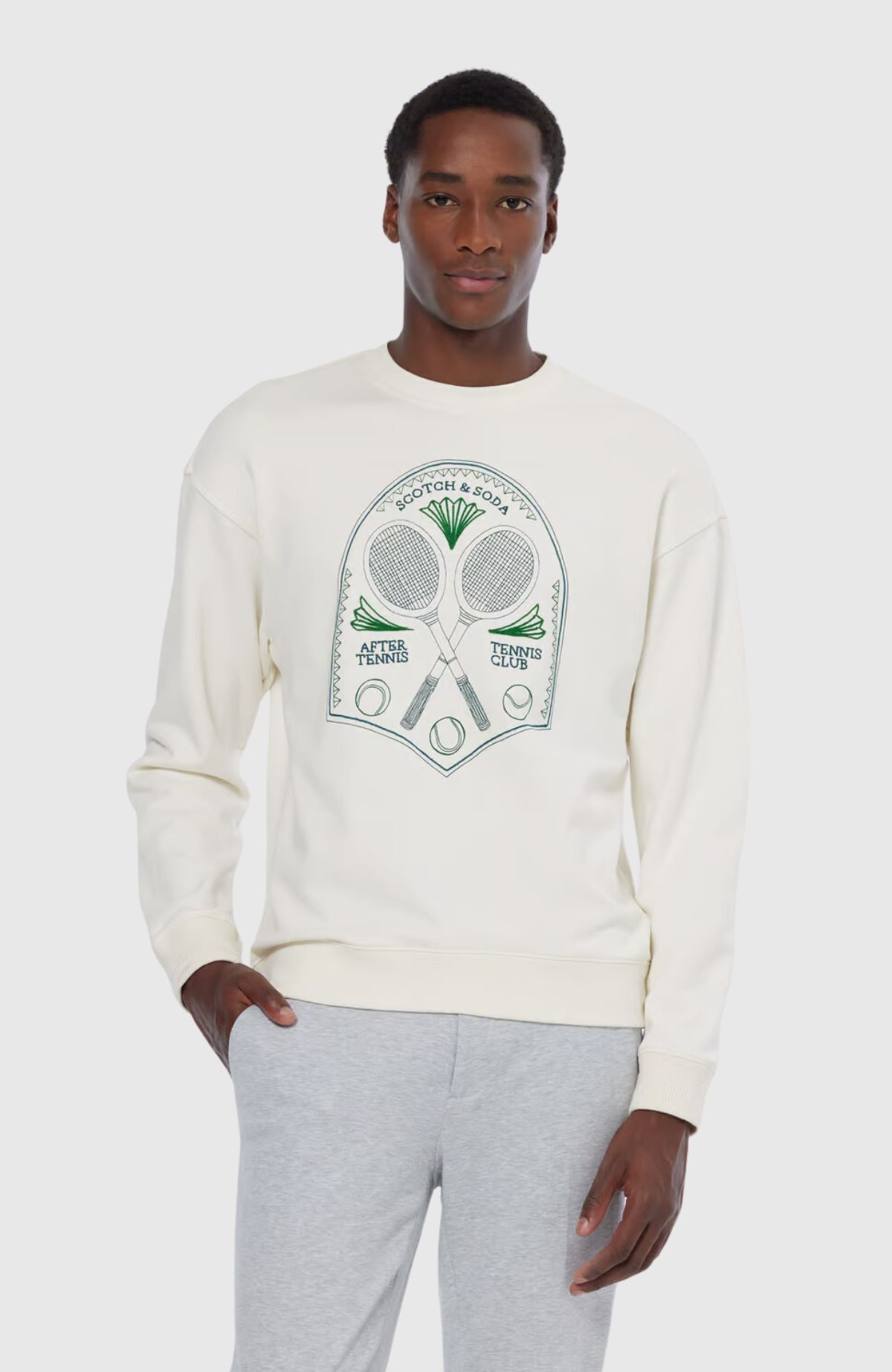 Embroidered chest artwork relaxed fit sweatshirt