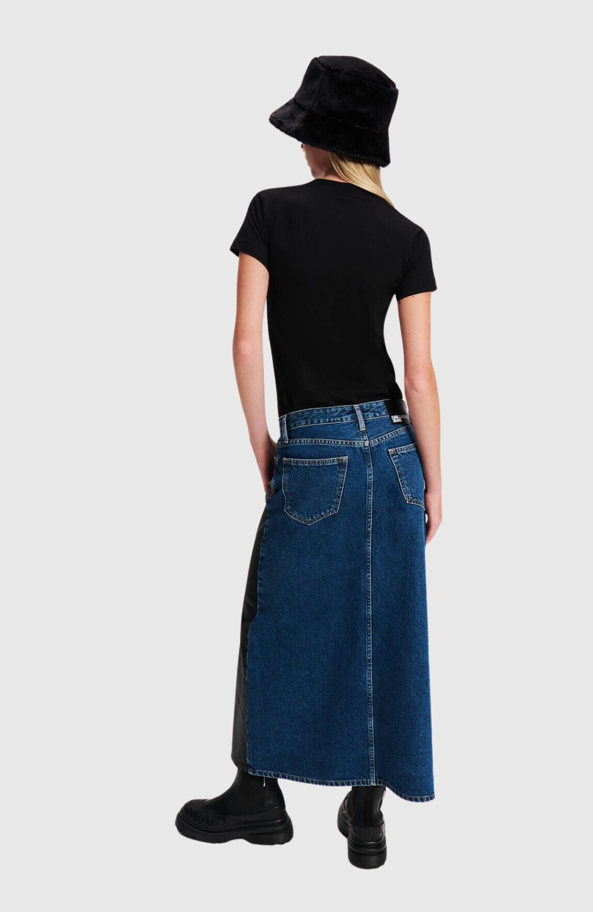 KLJ Blocked Denim Skirt