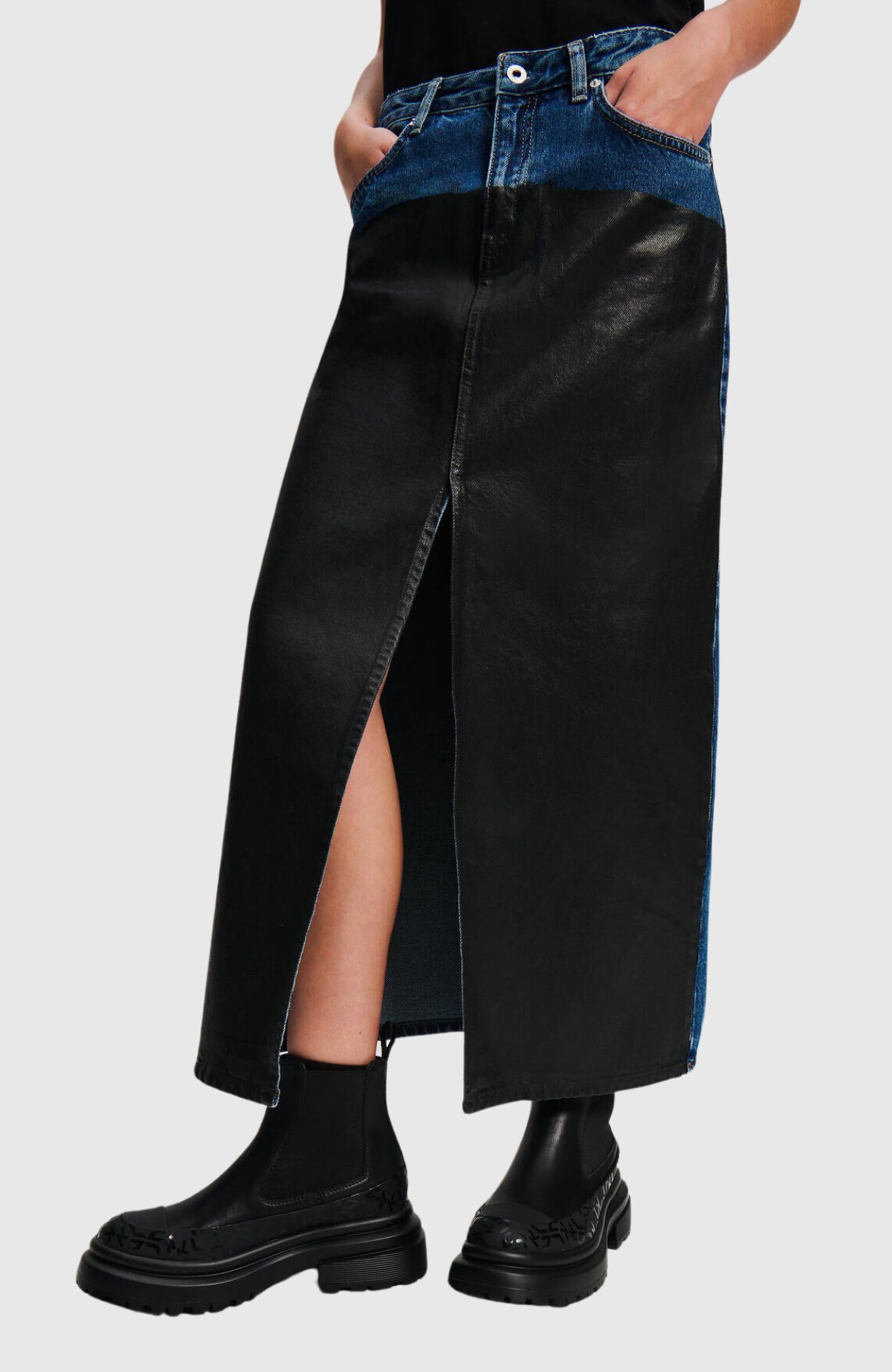 KLJ Blocked Denim Skirt