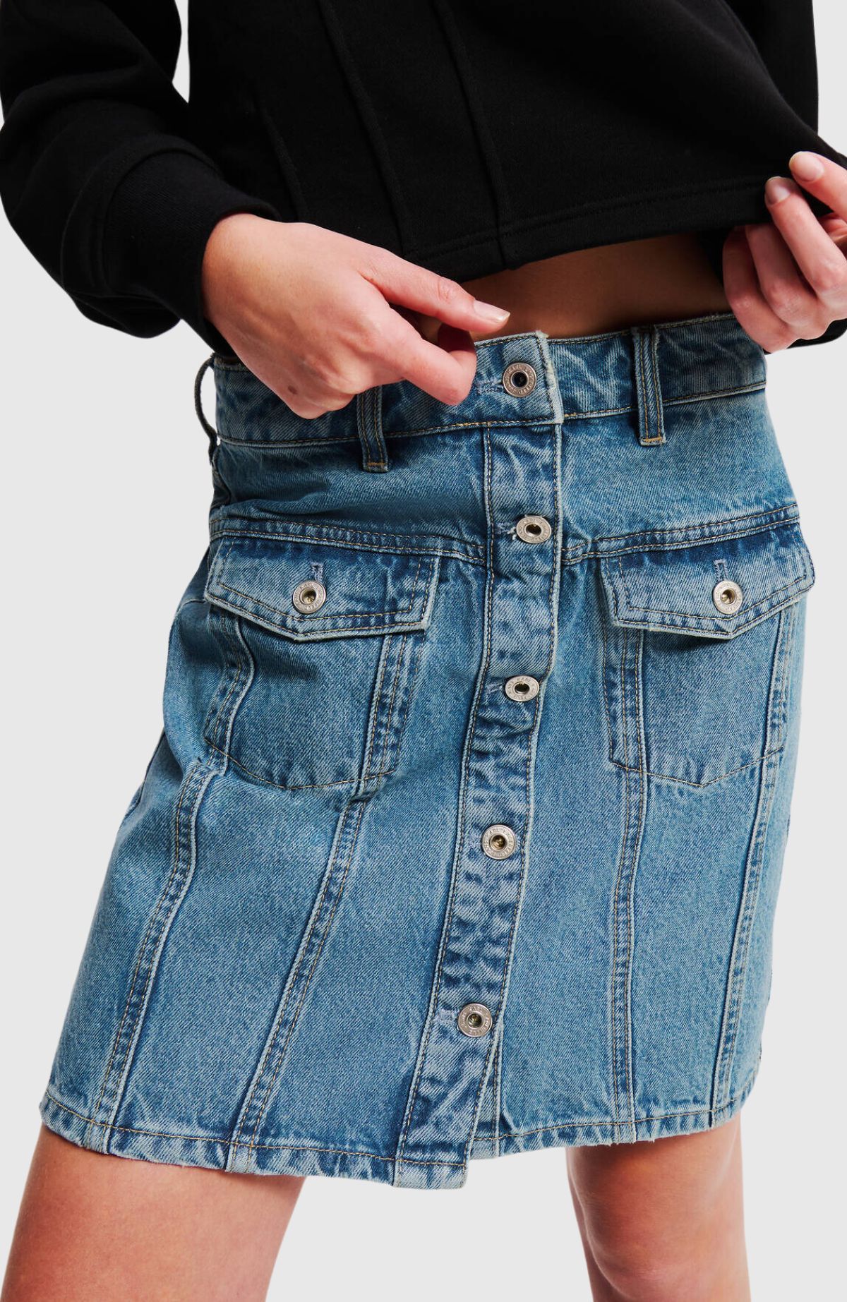 KLJ Decon Denim Mini Skirt