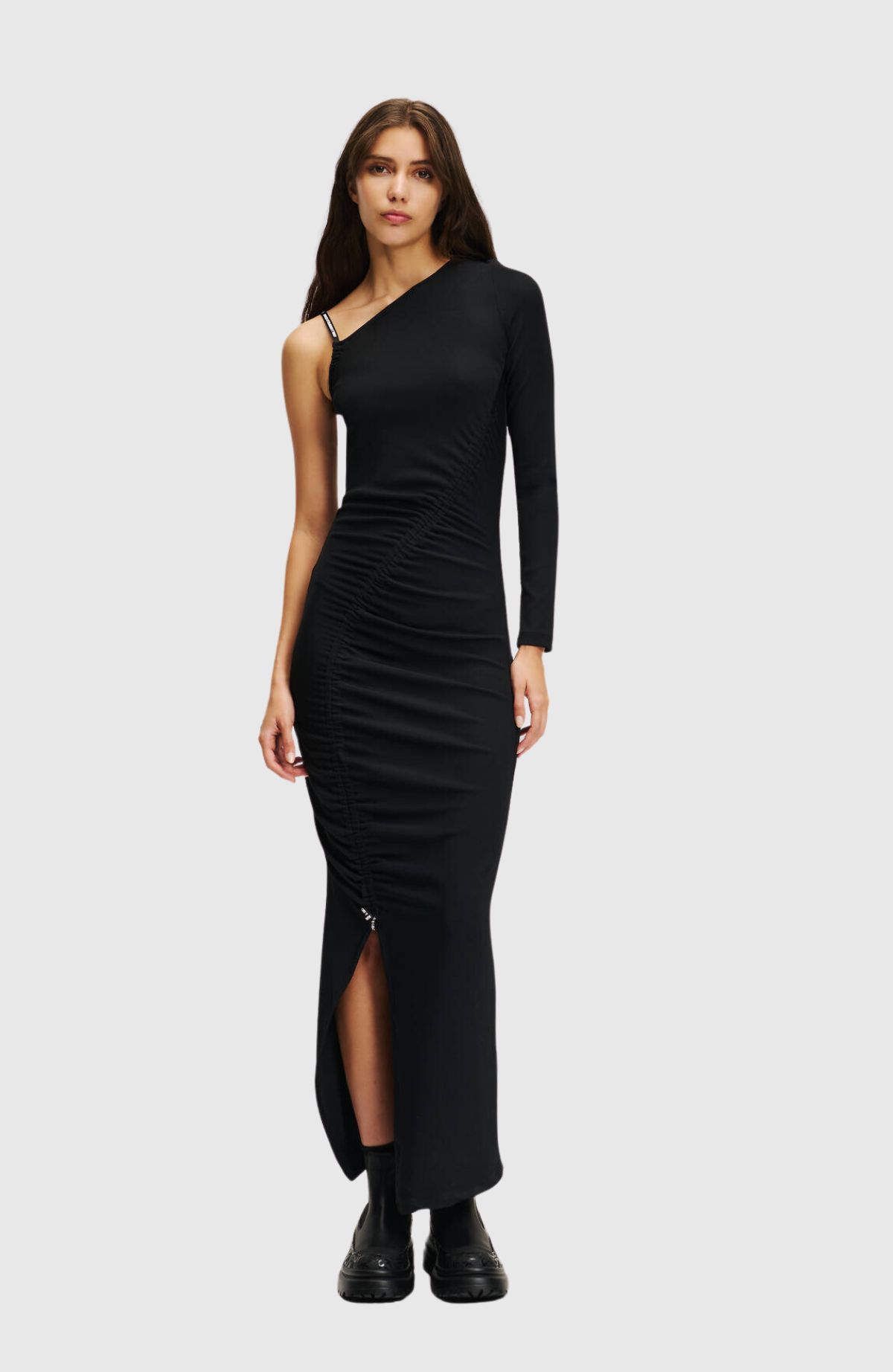 KLJ Ruched Maxi Strap Dress