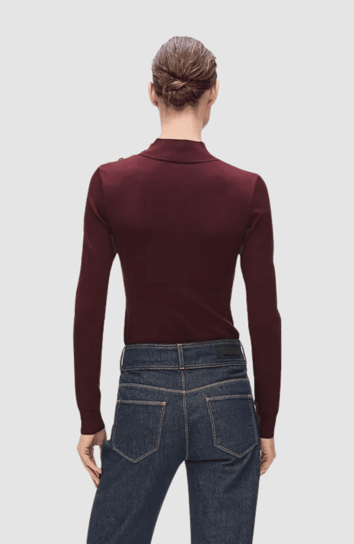 Button Detail Mock Neck