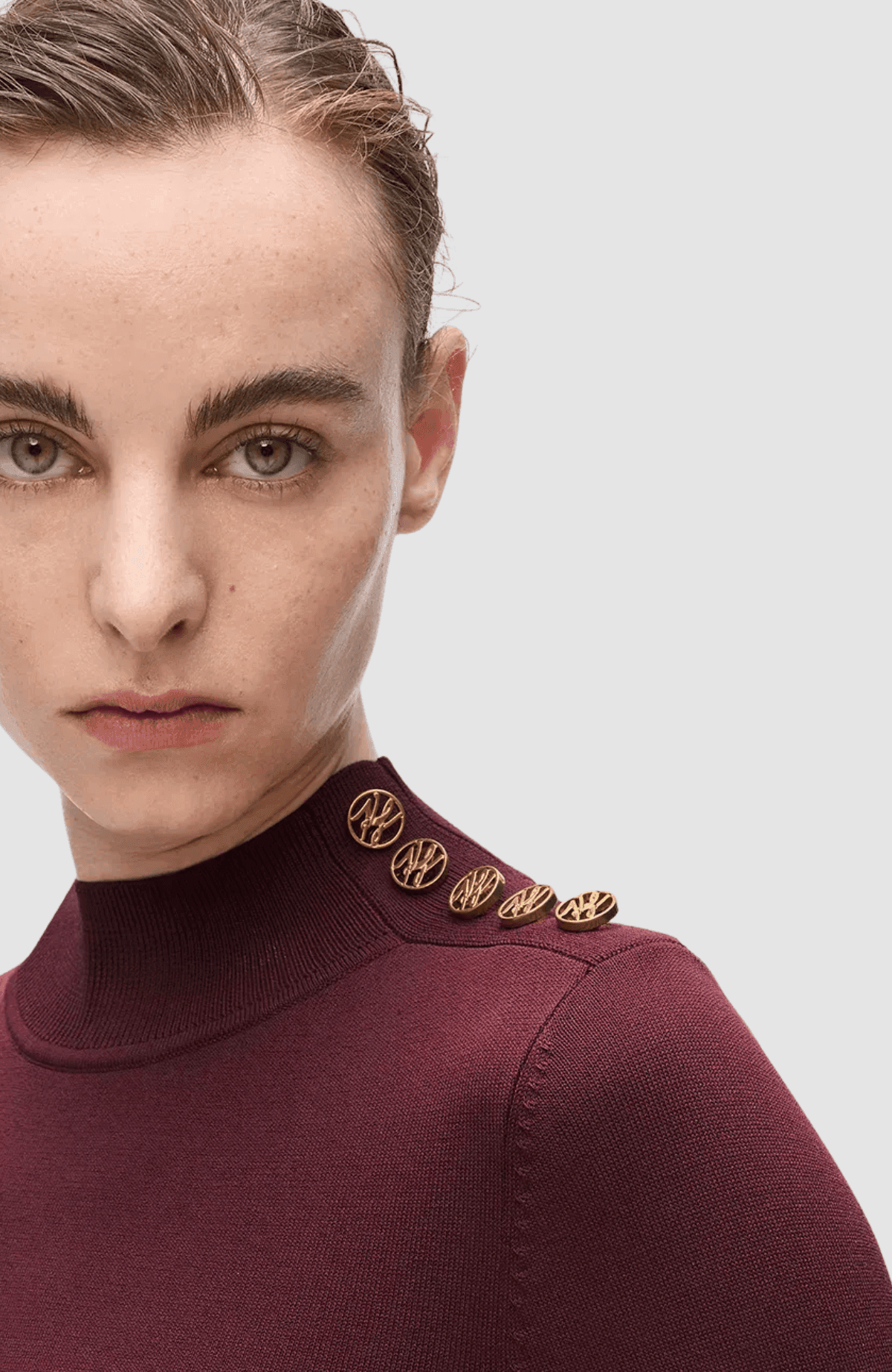 Button Detail Mock Neck