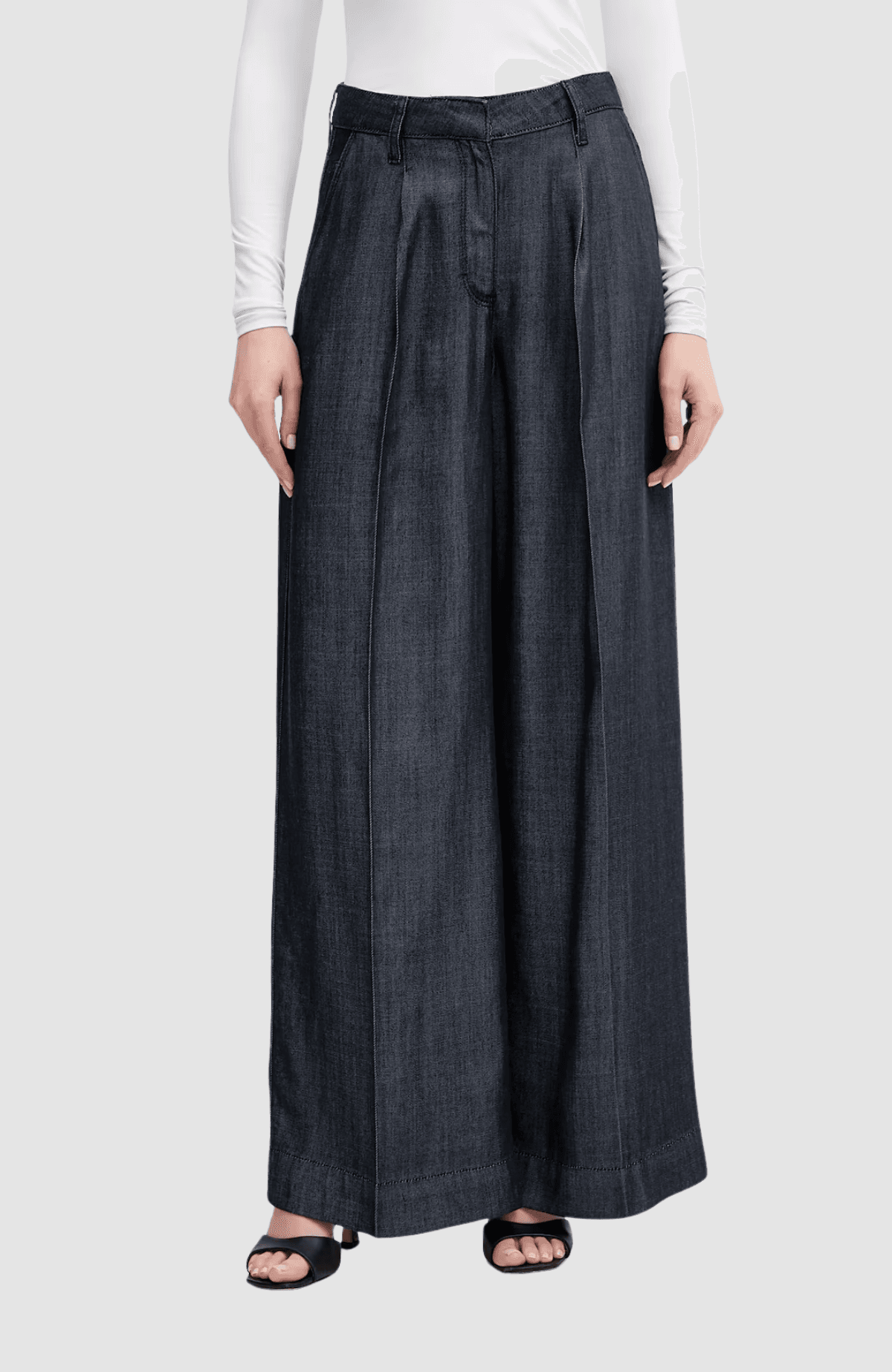 Fluid Denim Wide Leg Pants