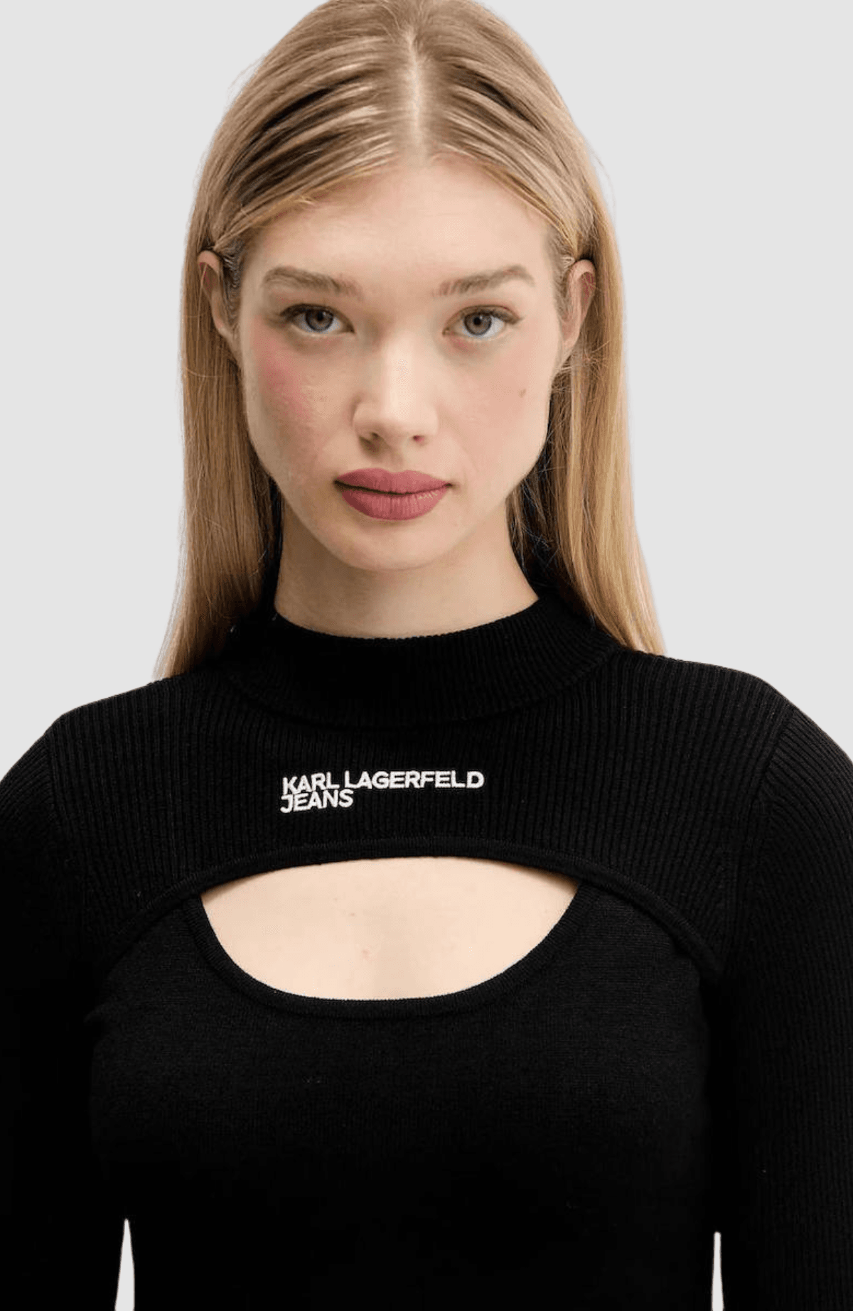 Klj Cut Out Mock Neck Sweater