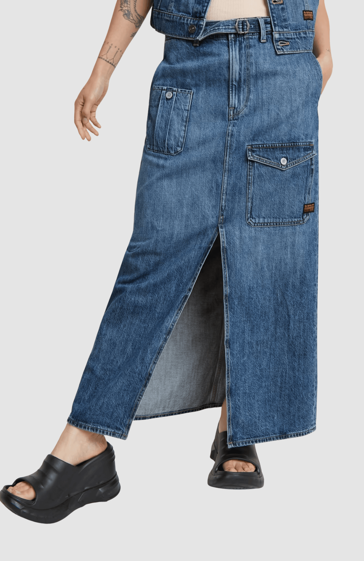 Belted Cargo Long Skirt wmn