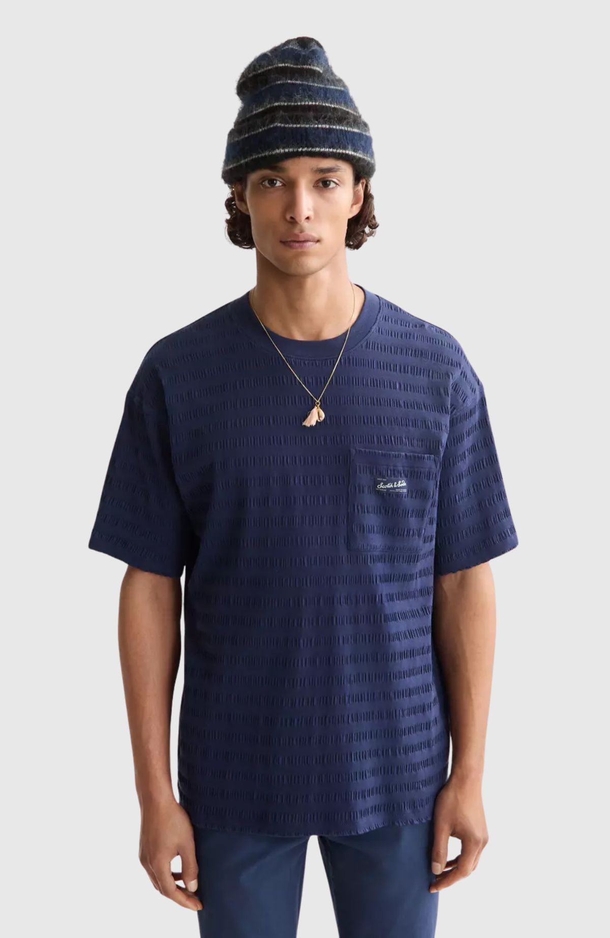 Relaxed-Fit Horizonal Textured T-Shirt