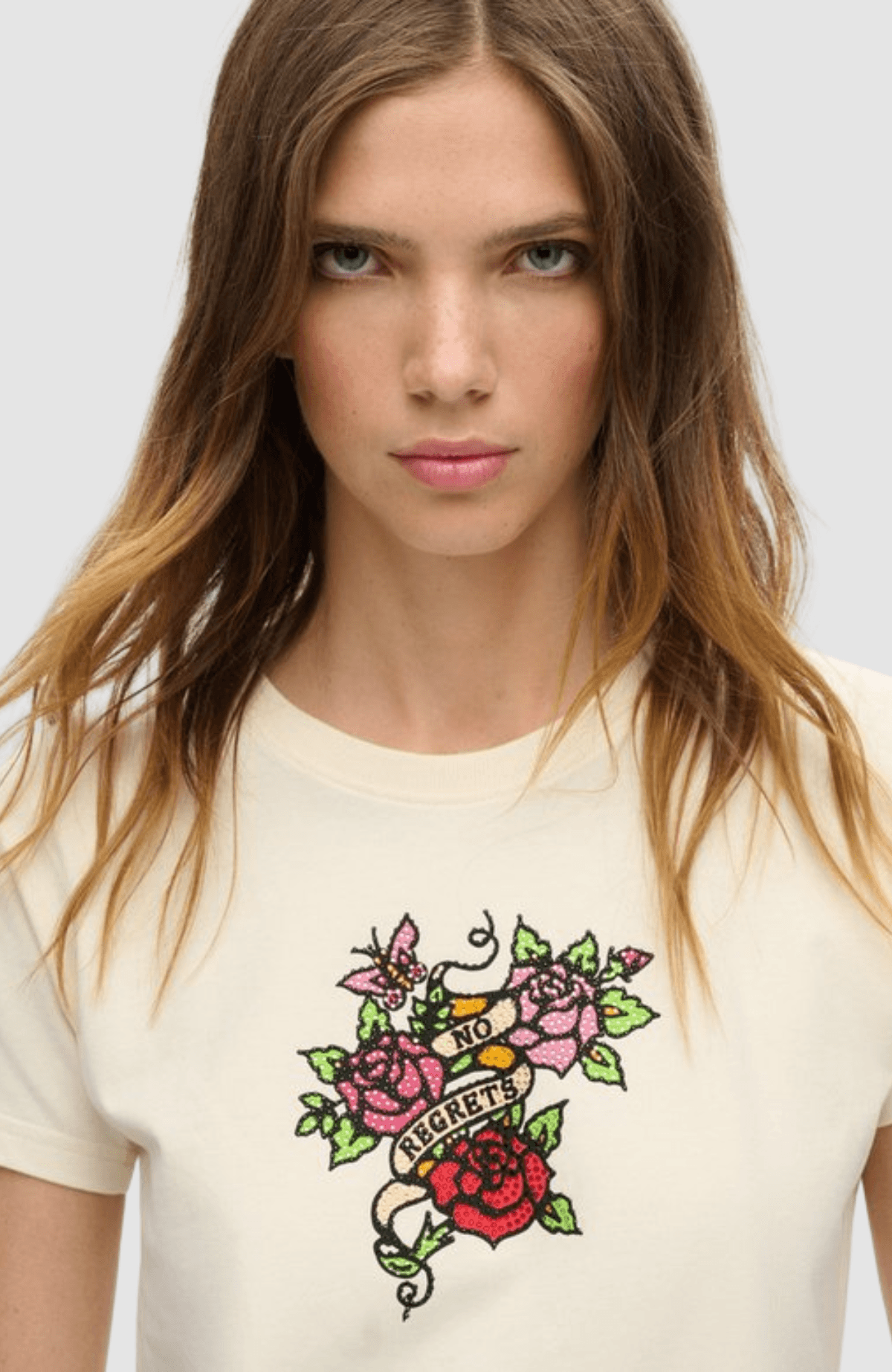 Small Tattoo Rhinest Fittd Tee