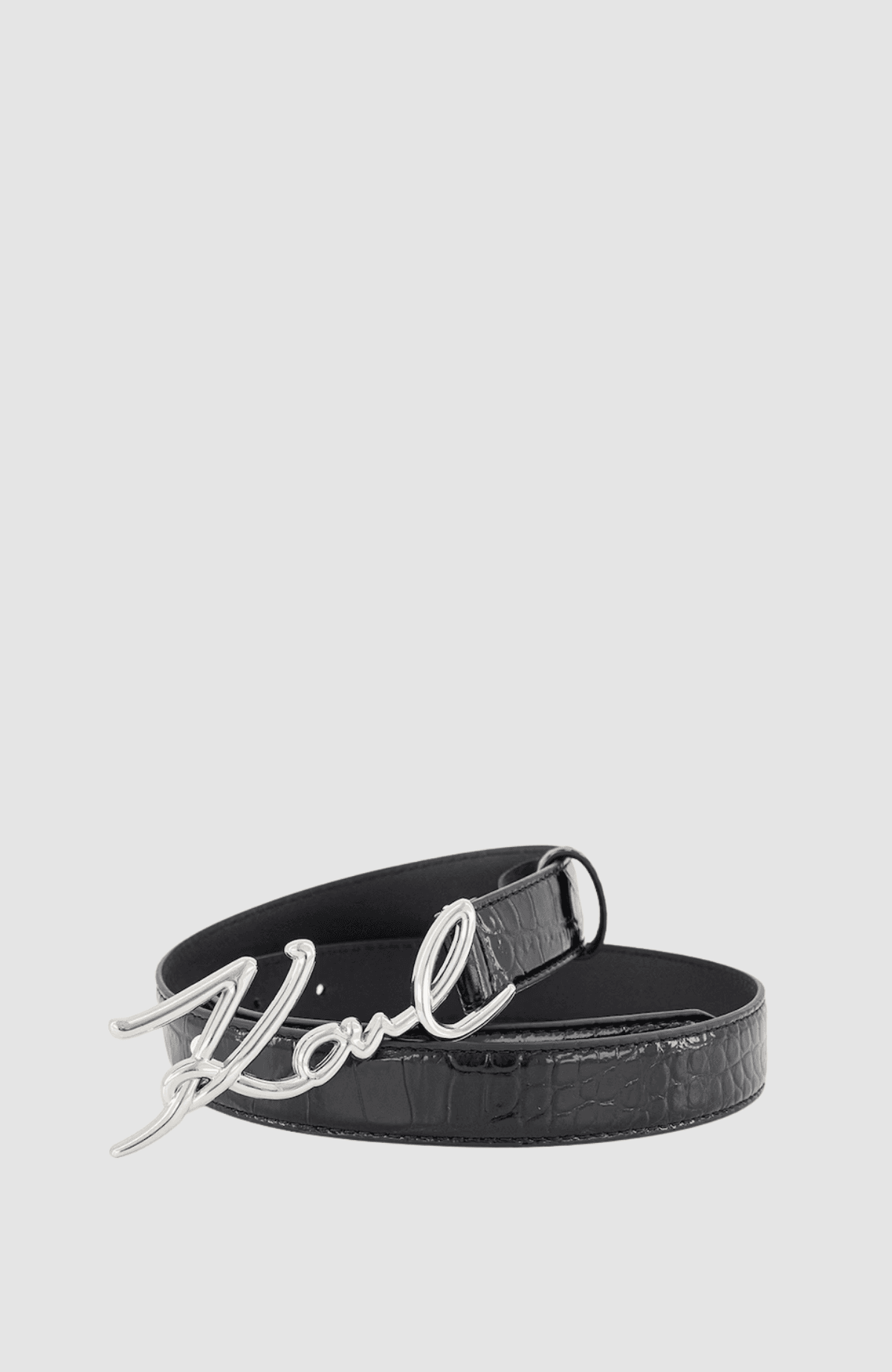 K/Signature Belt Croc Black
