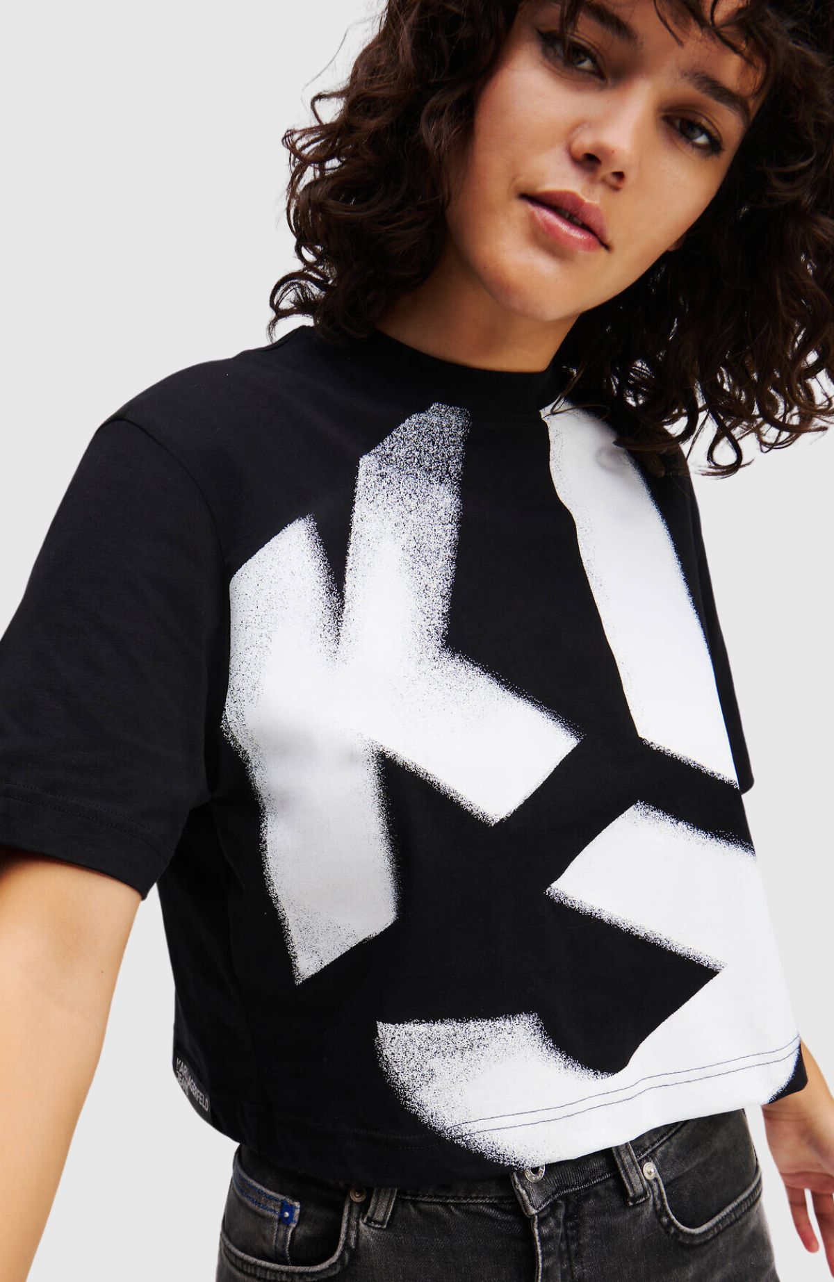 KLJ Cropped Bleach Logo Tee