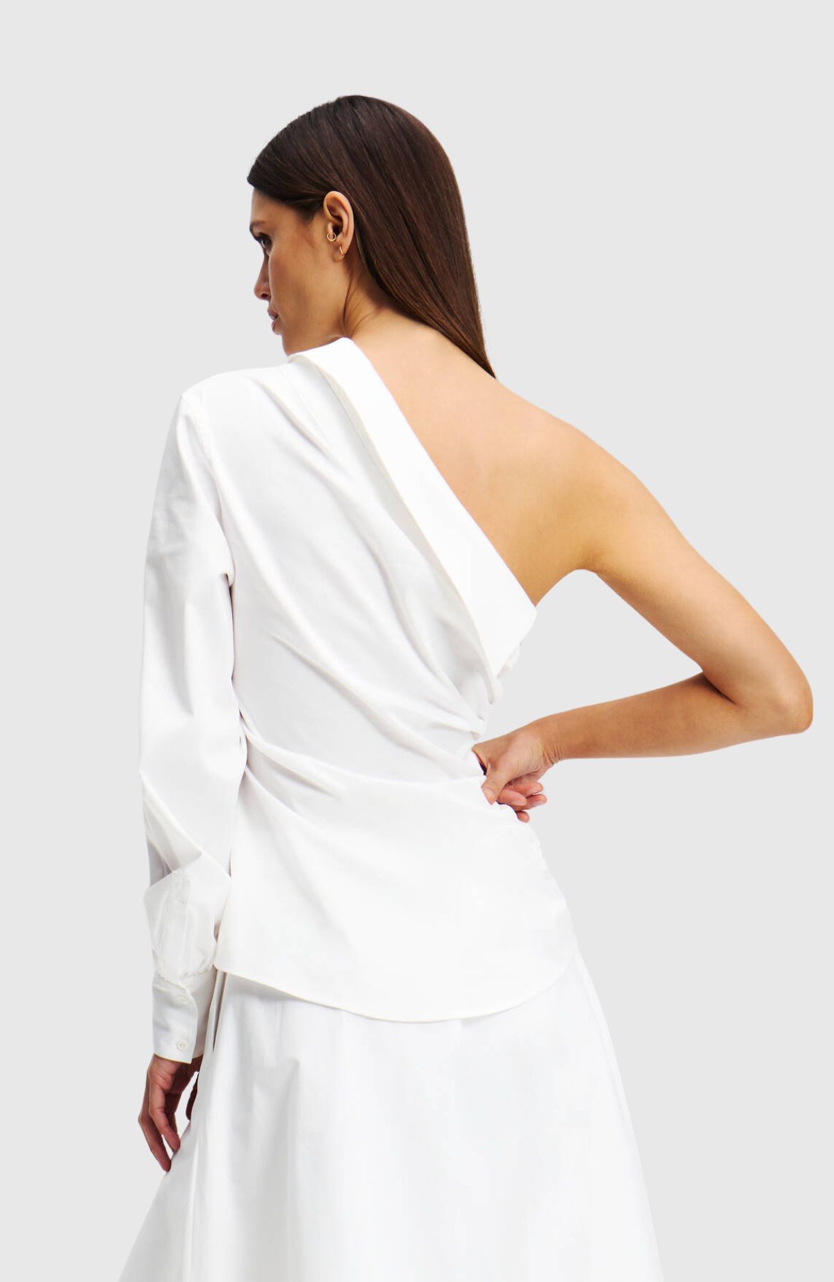 One Shoulder Poplin Blouse