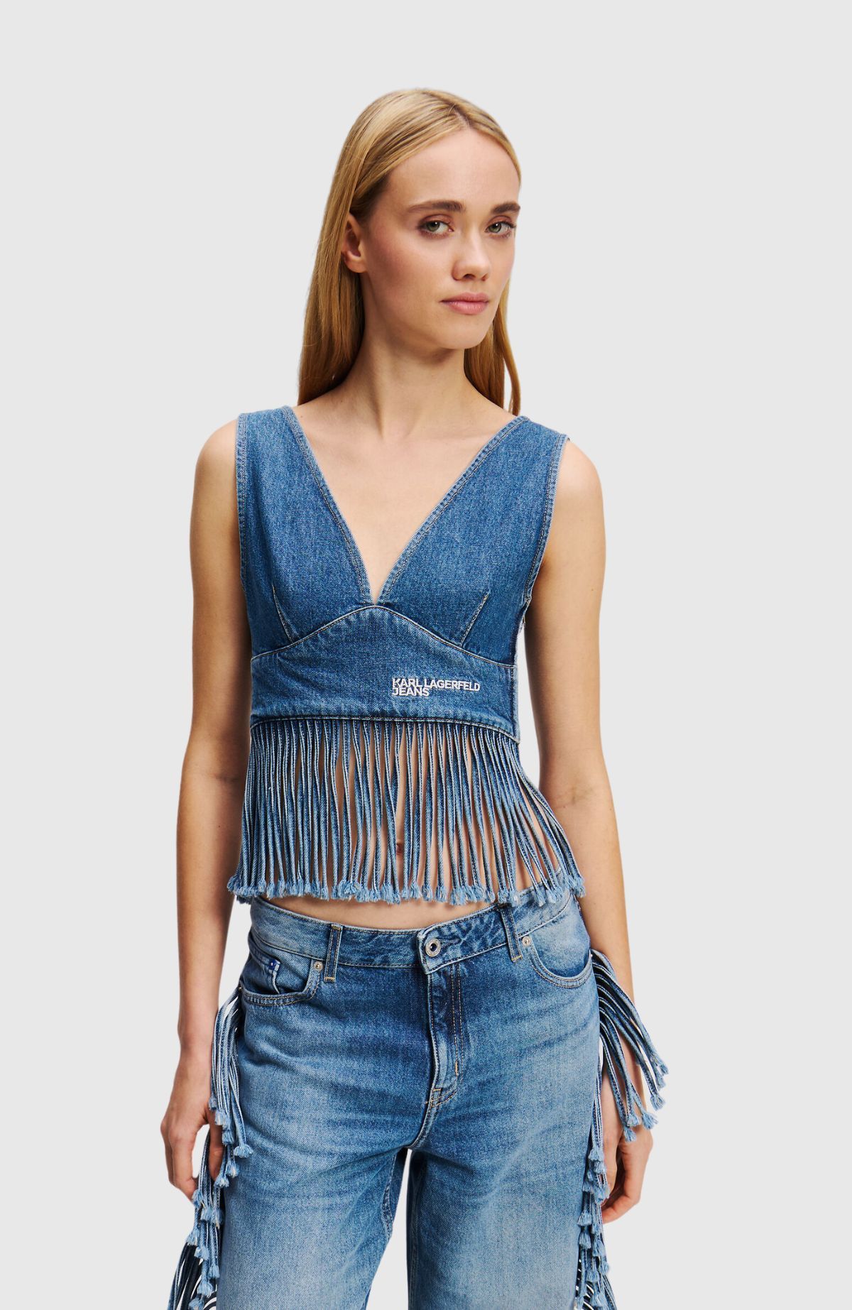 Klj Fringed Denim Top