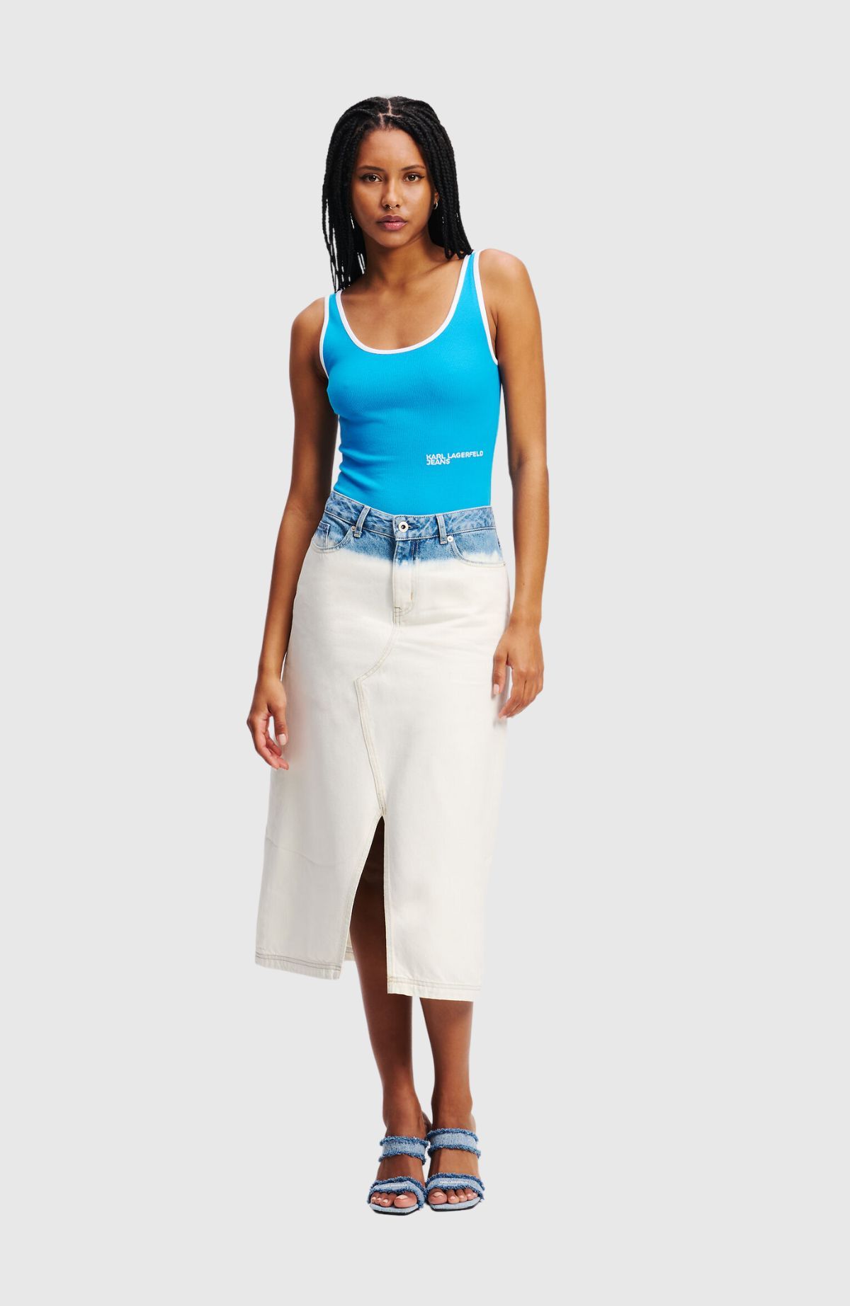 Klj Ombre Denim Midi Skirt