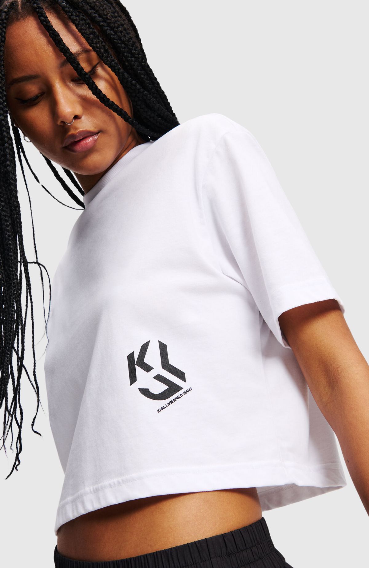 Klj Reg Cropped Monogram Tee