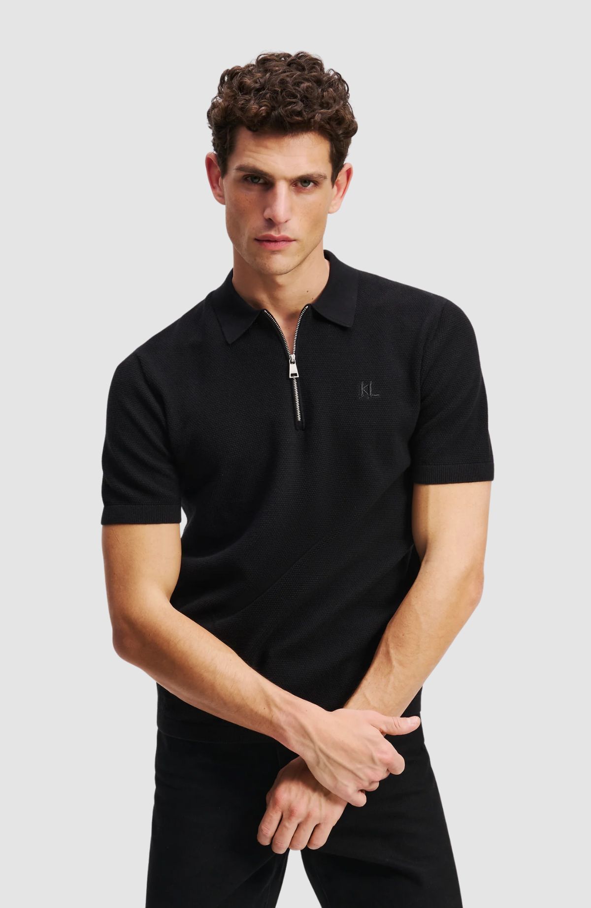 Kl Sslv Zip Up Polo
