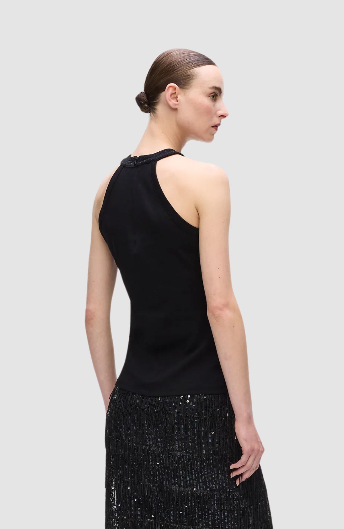 Rhinestone Detail Halter Neck