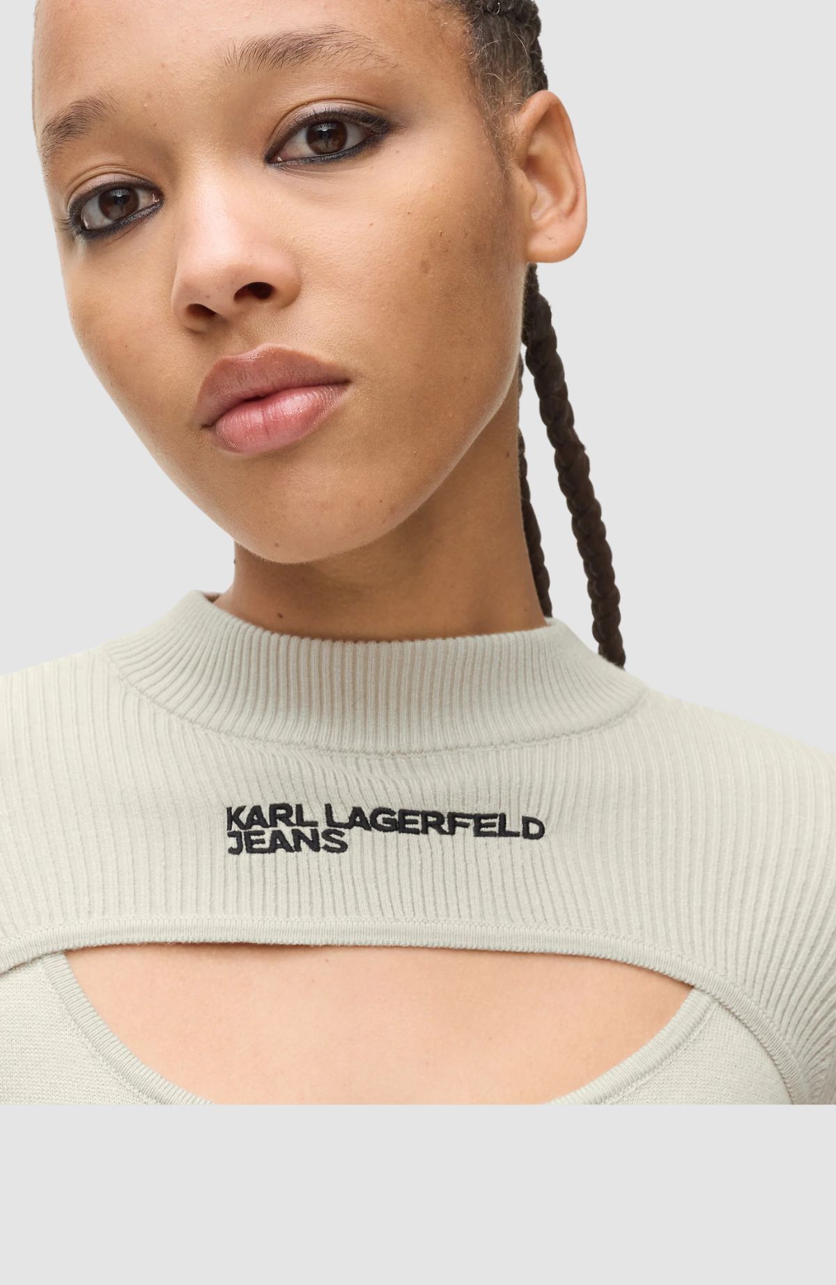 Klj Cut Out Mock Neck Sweater
