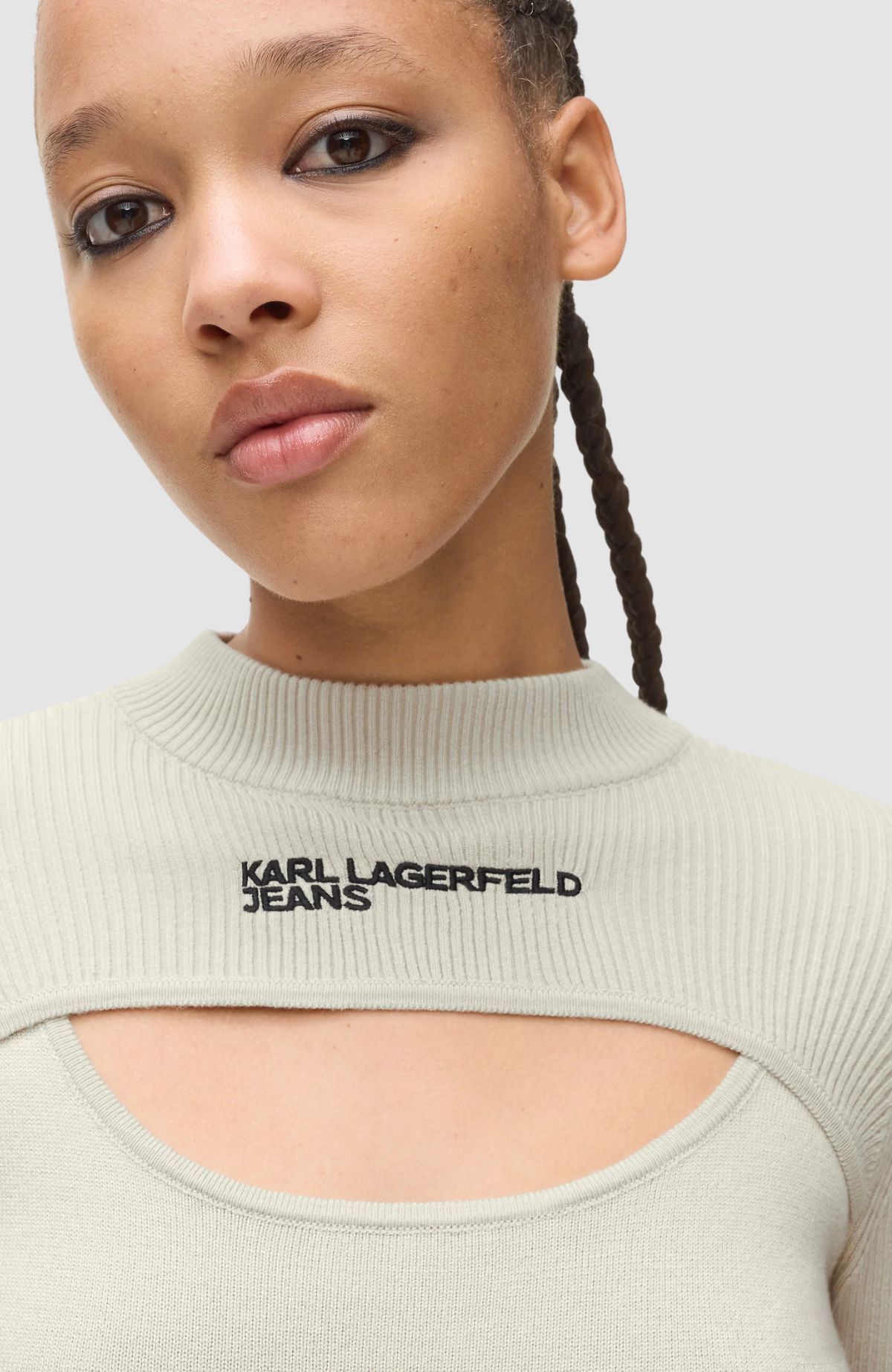 Klj Cut Out Mock Neck Sweater