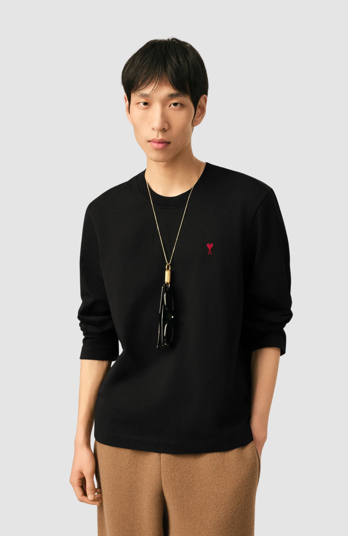 LS TSHIRT WITH RED AMI DE COEUR