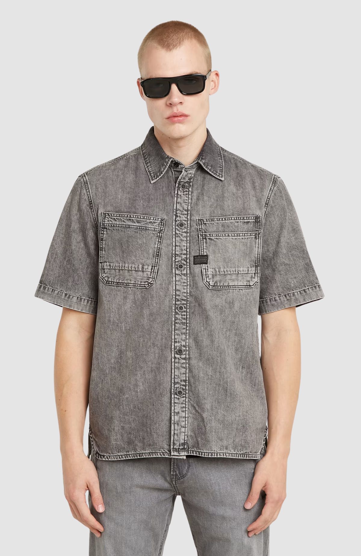 Slanted double pocket regular shirt s\s