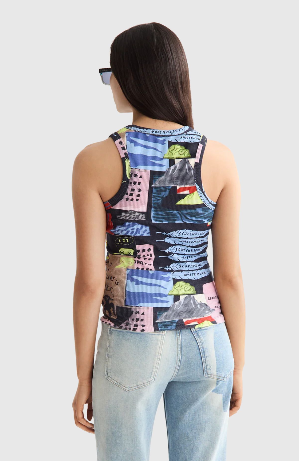 All over printed rib racer tank