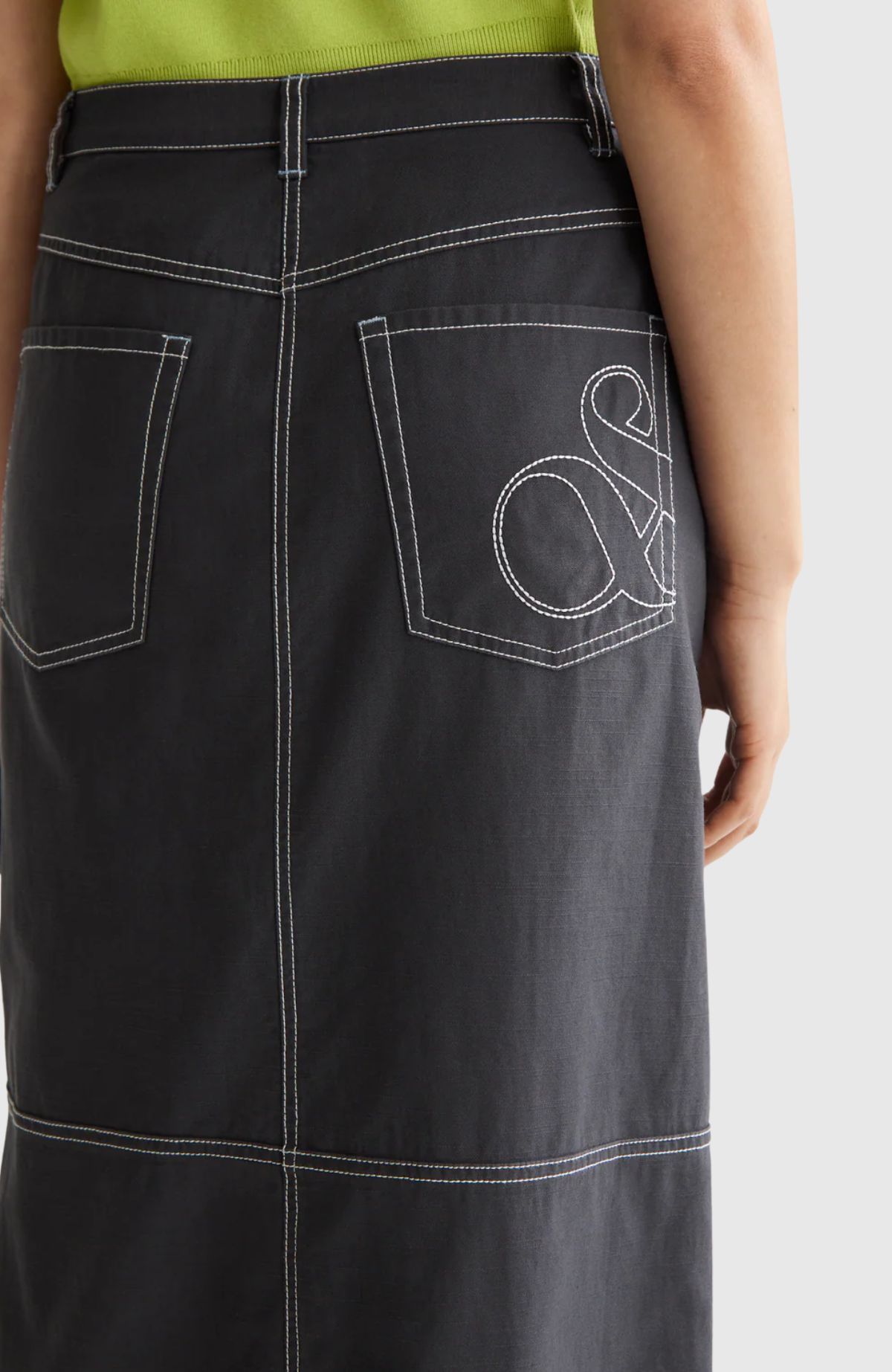 Workwear midi skirt with front slit