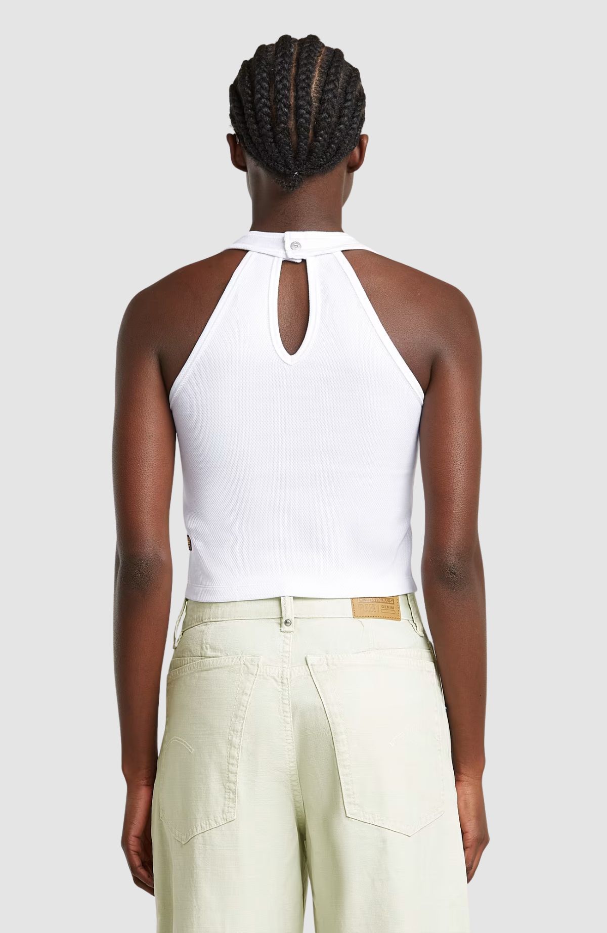 Back snap slim cropped t wmn