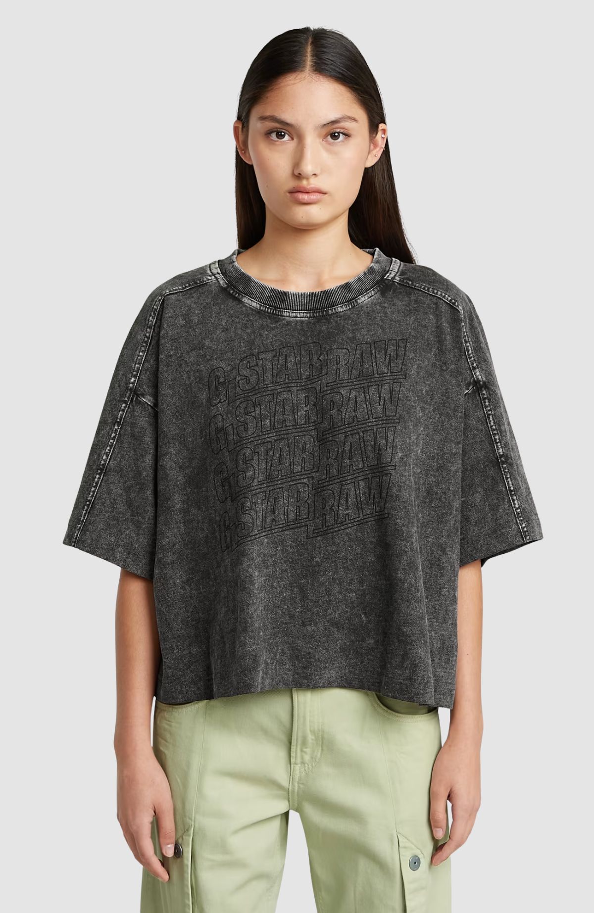 Washed multi logo oversized r t wmn