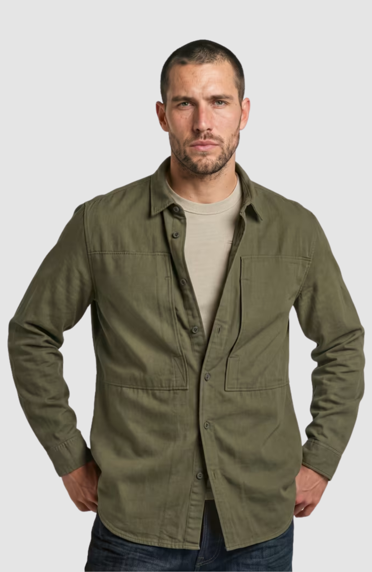 Panelled Pkt Regular Shirt l\s