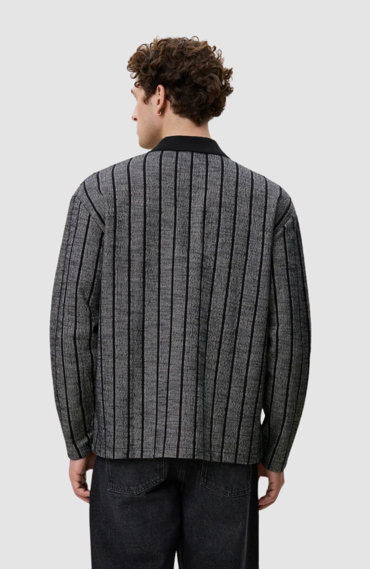 Pinstriped Jacquard LS Polo