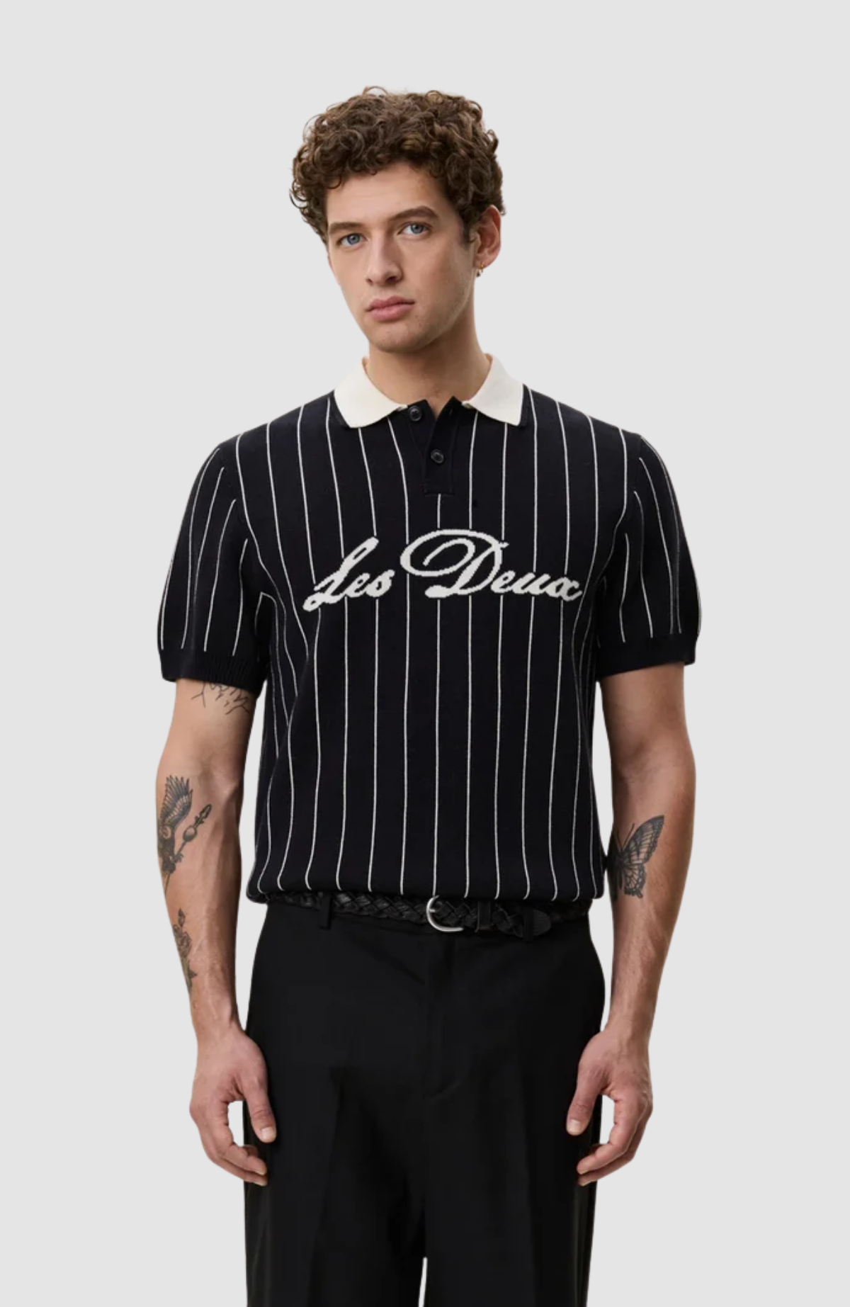 Pinstripe Knitted Polo