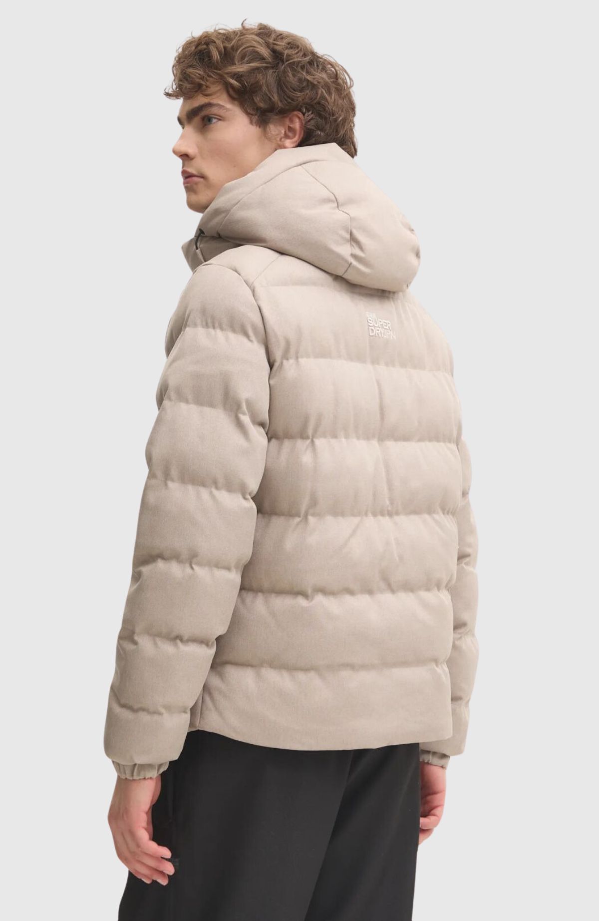 Hooded Tweed Sports Puffer Jkt