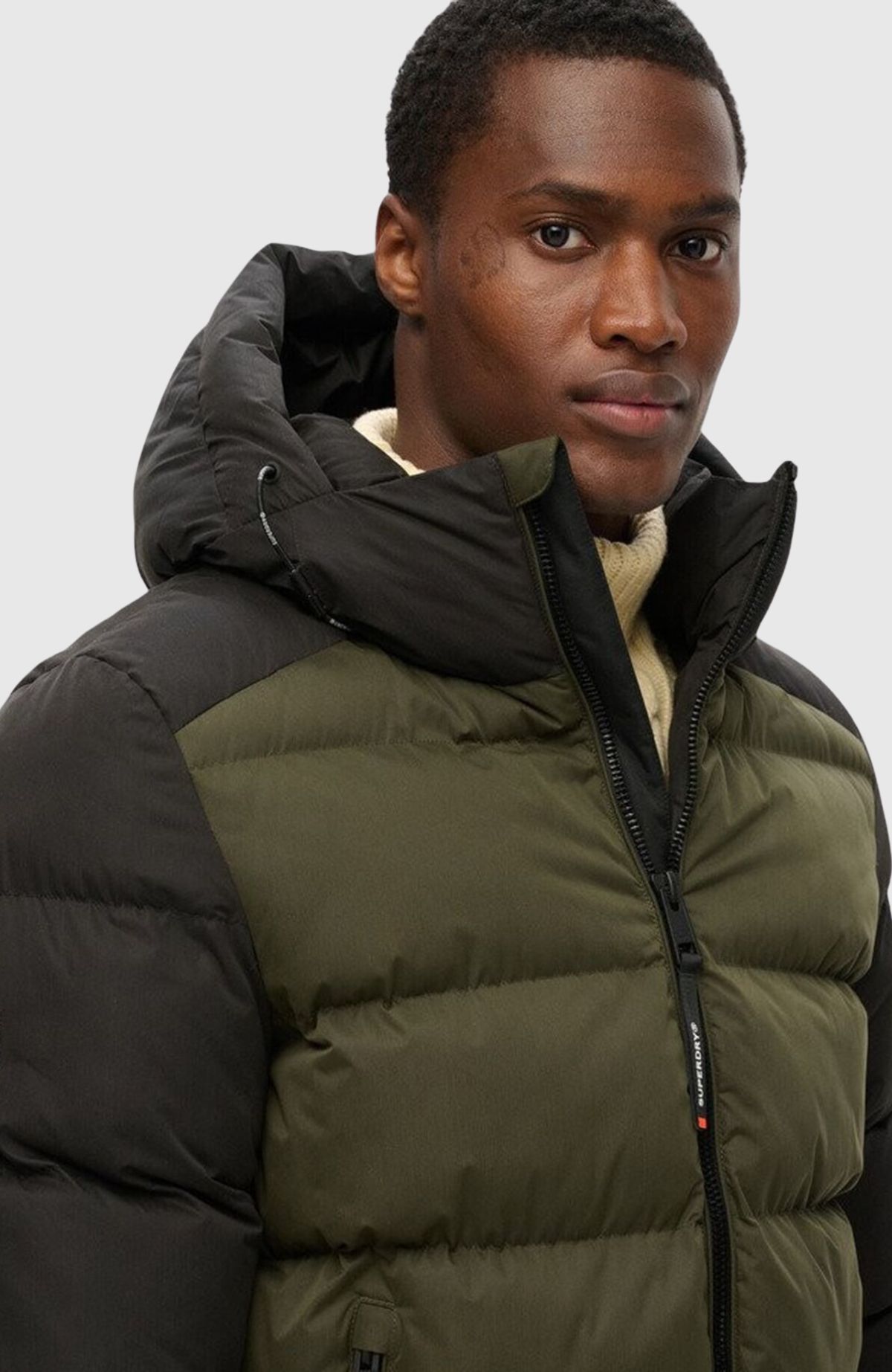 Hood Colour Block Sport Puffer