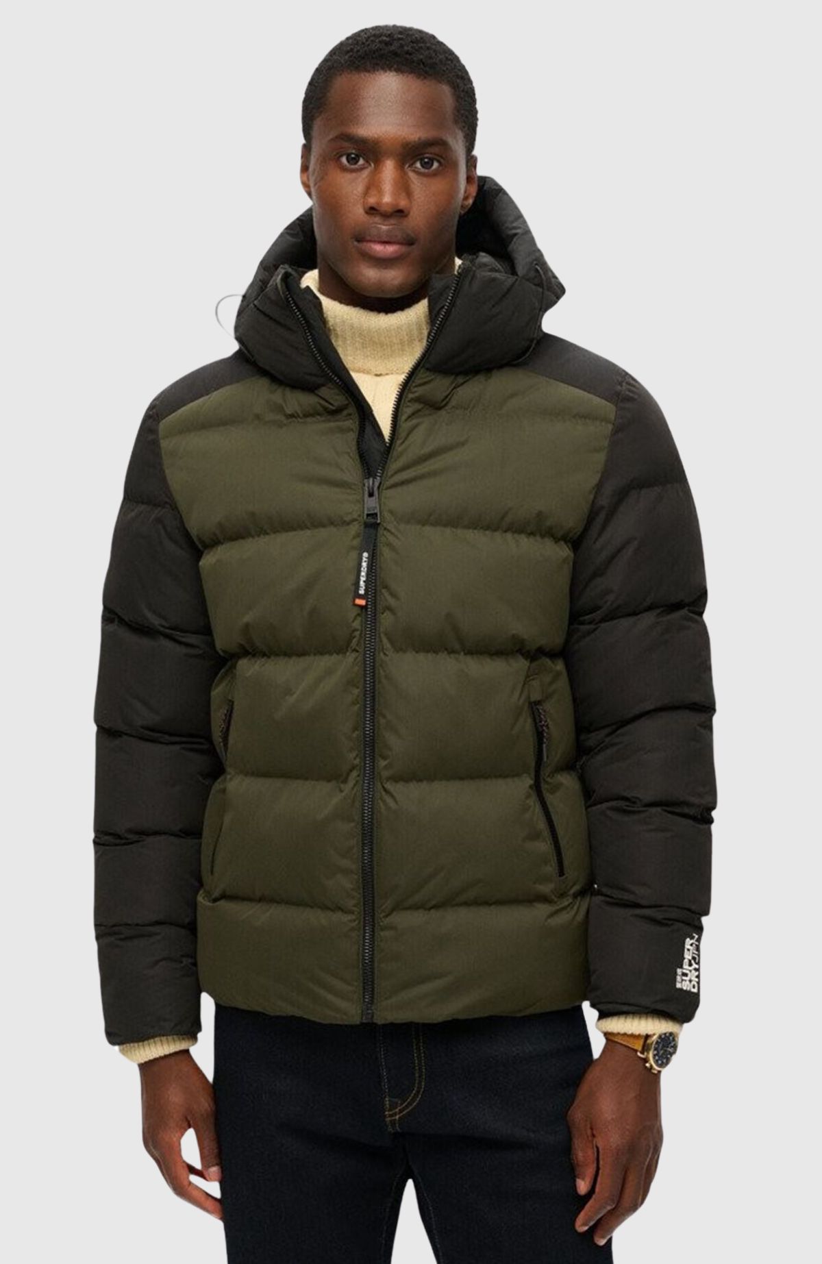 Hood Colour Block Sport Puffer