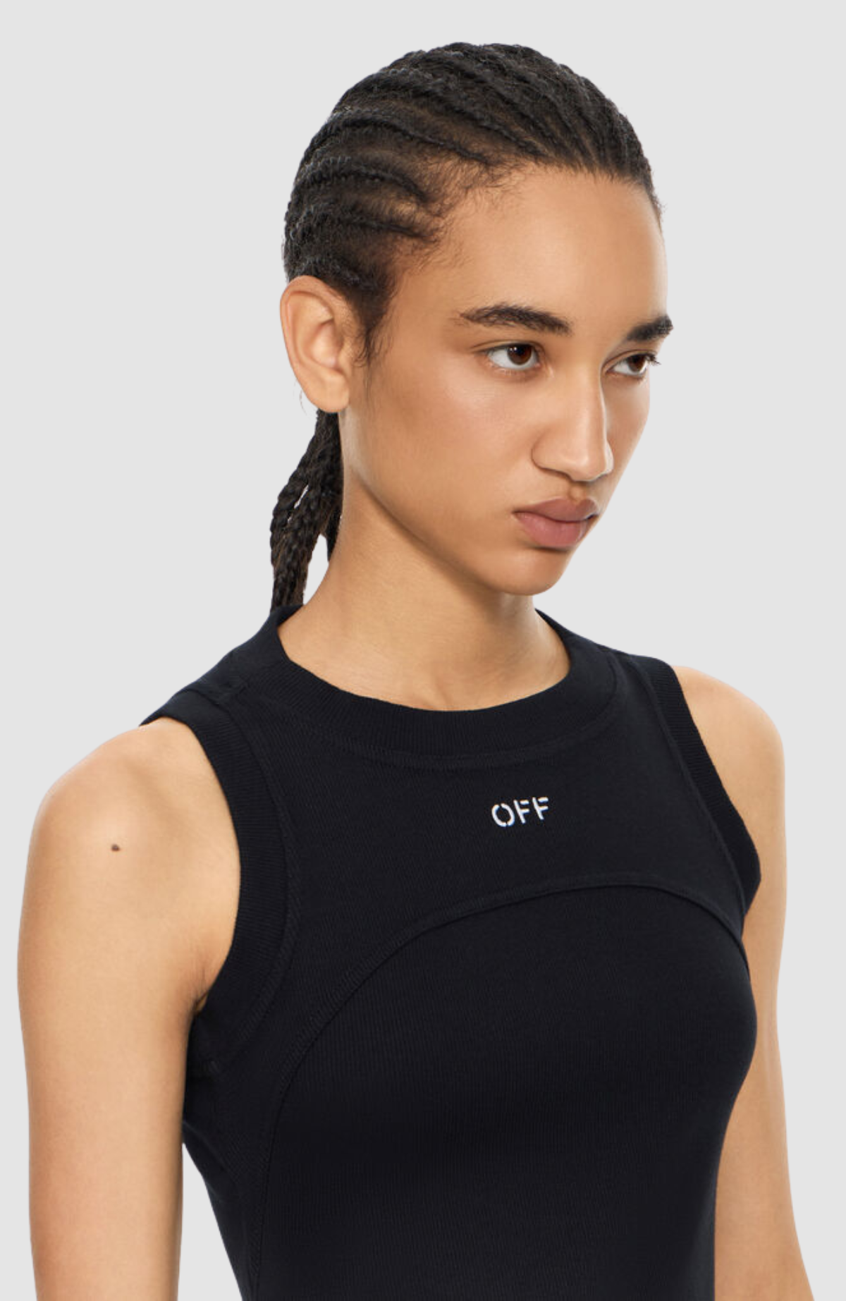 Off Stamp Rib Round Tank Top
