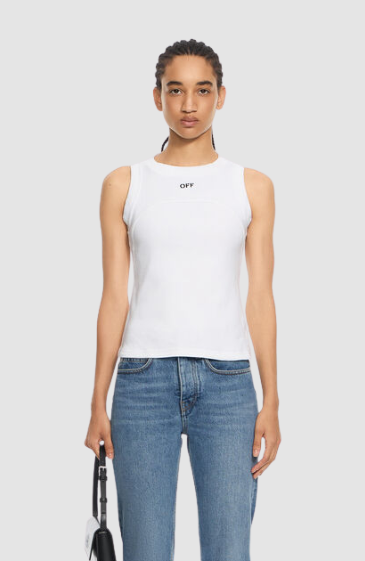 Off Stamp Rib Round Tank Top