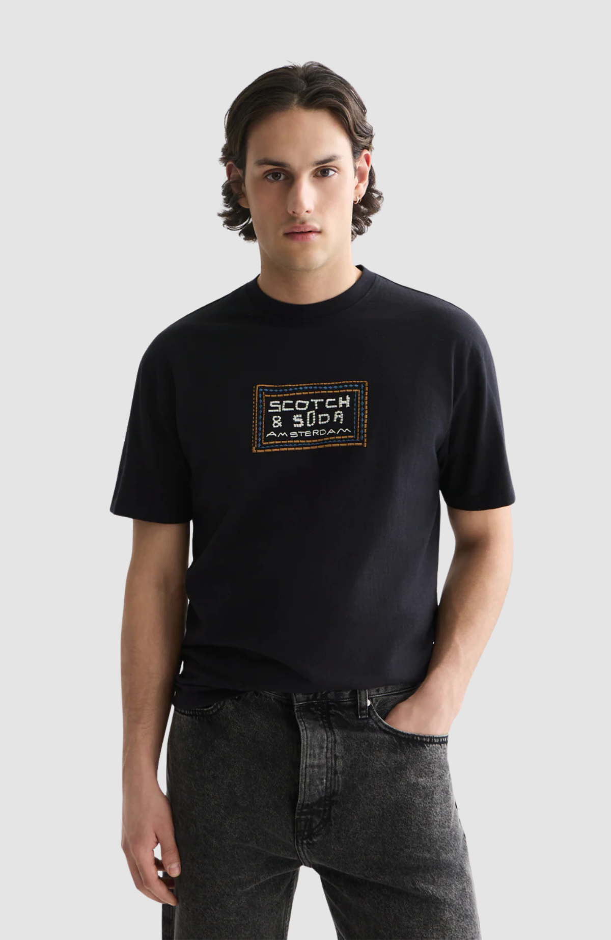 Embroidered Front Artwork Relaxed-Fit T-Shirt