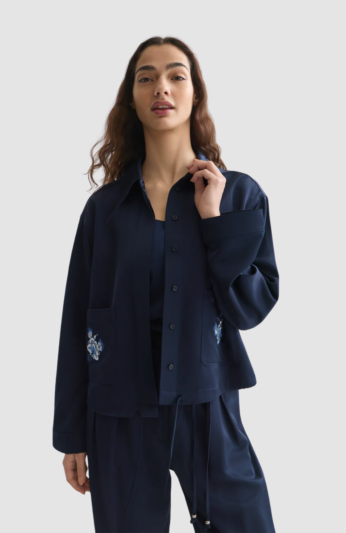 Embroidered satin jacket