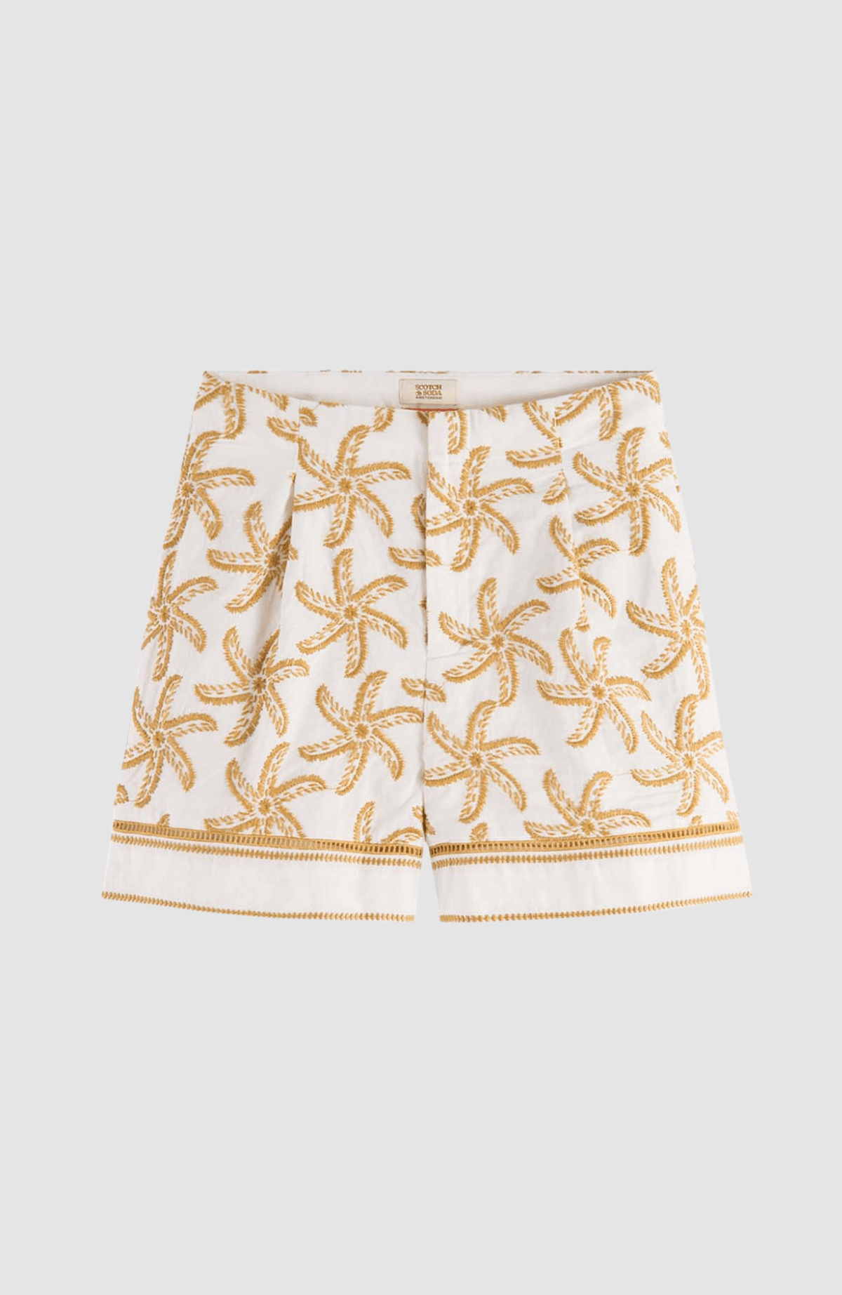 Starfish embroidered high-rise linen short