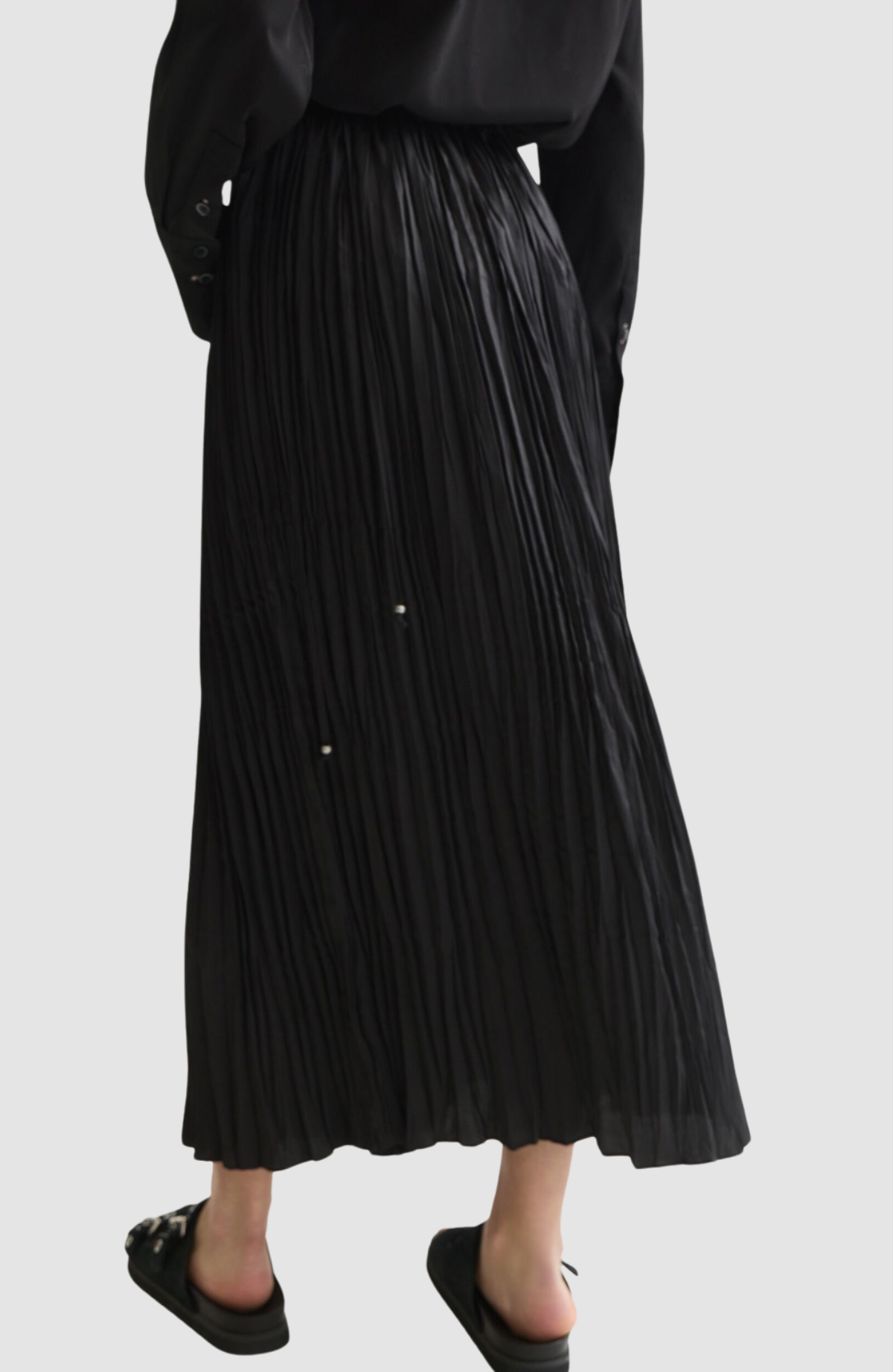 Printed micro pleat ankle length skirt
