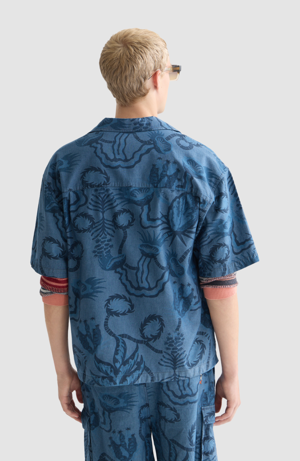 Printed chambray shortsleeved shirt