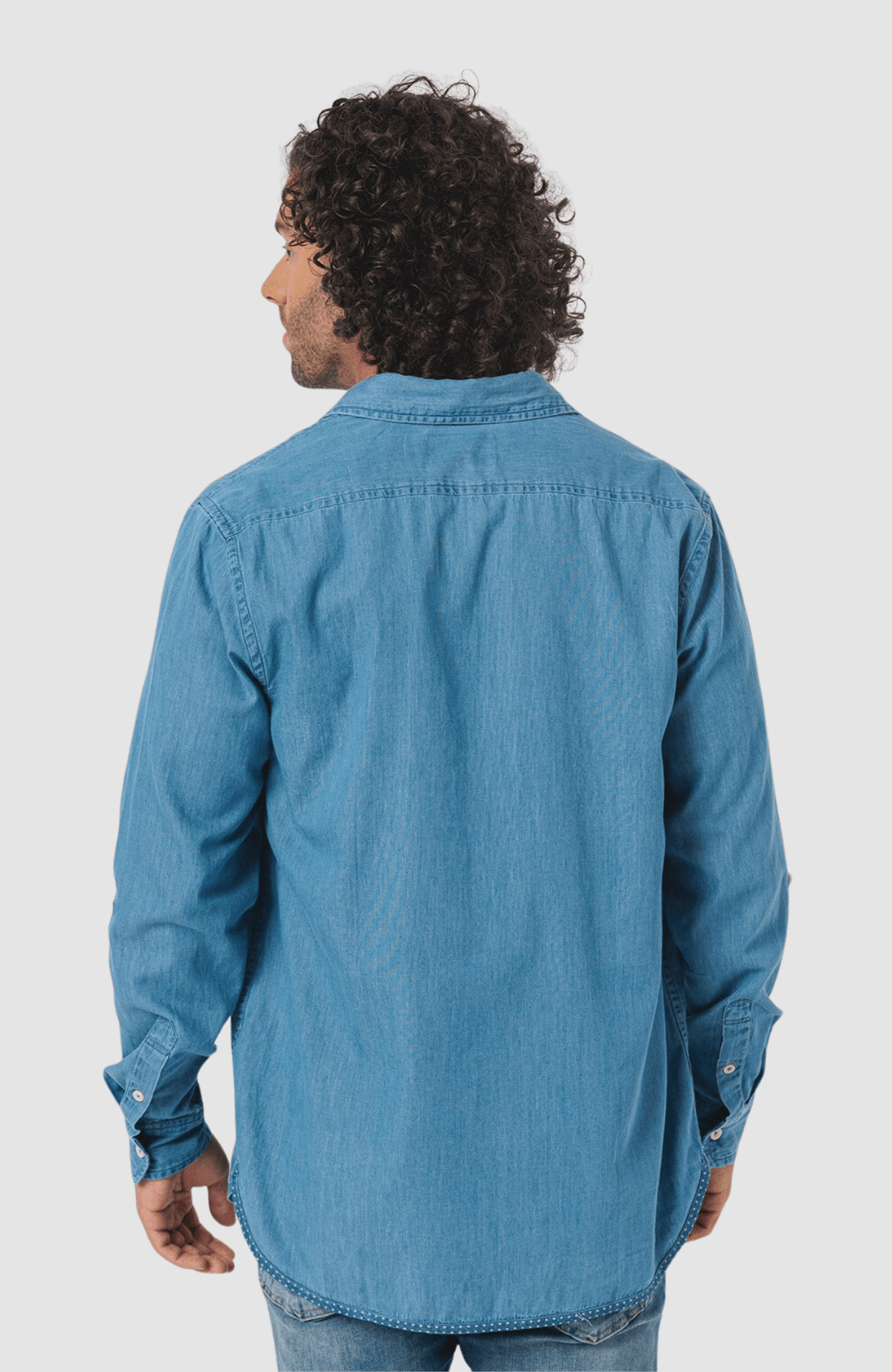 Smart Indigo Lightweight Denim Shirt With Sleeve Adjusters
