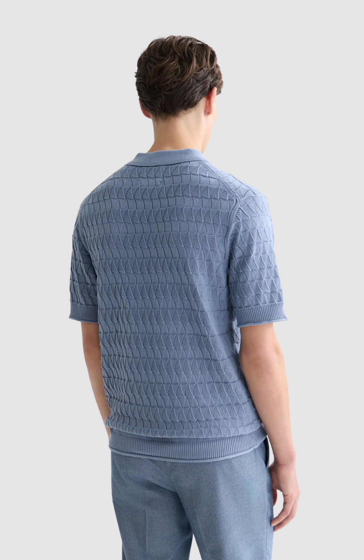 Pointelle knitted regular fit polo