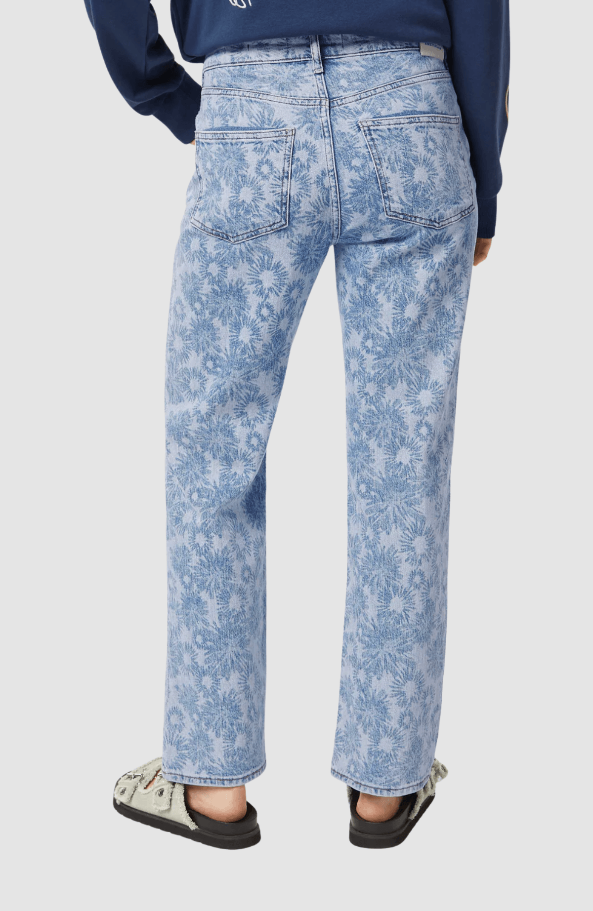 Sky high rise straight jeans — Abstract Floral