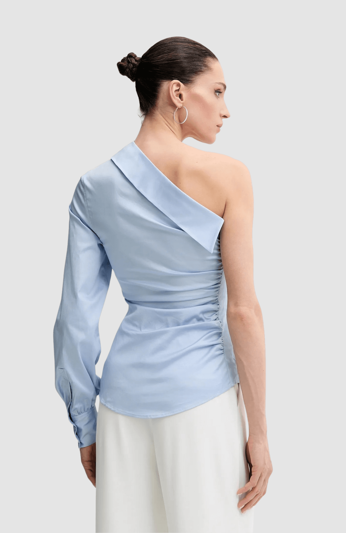 One Shoulder Poplin Blouse