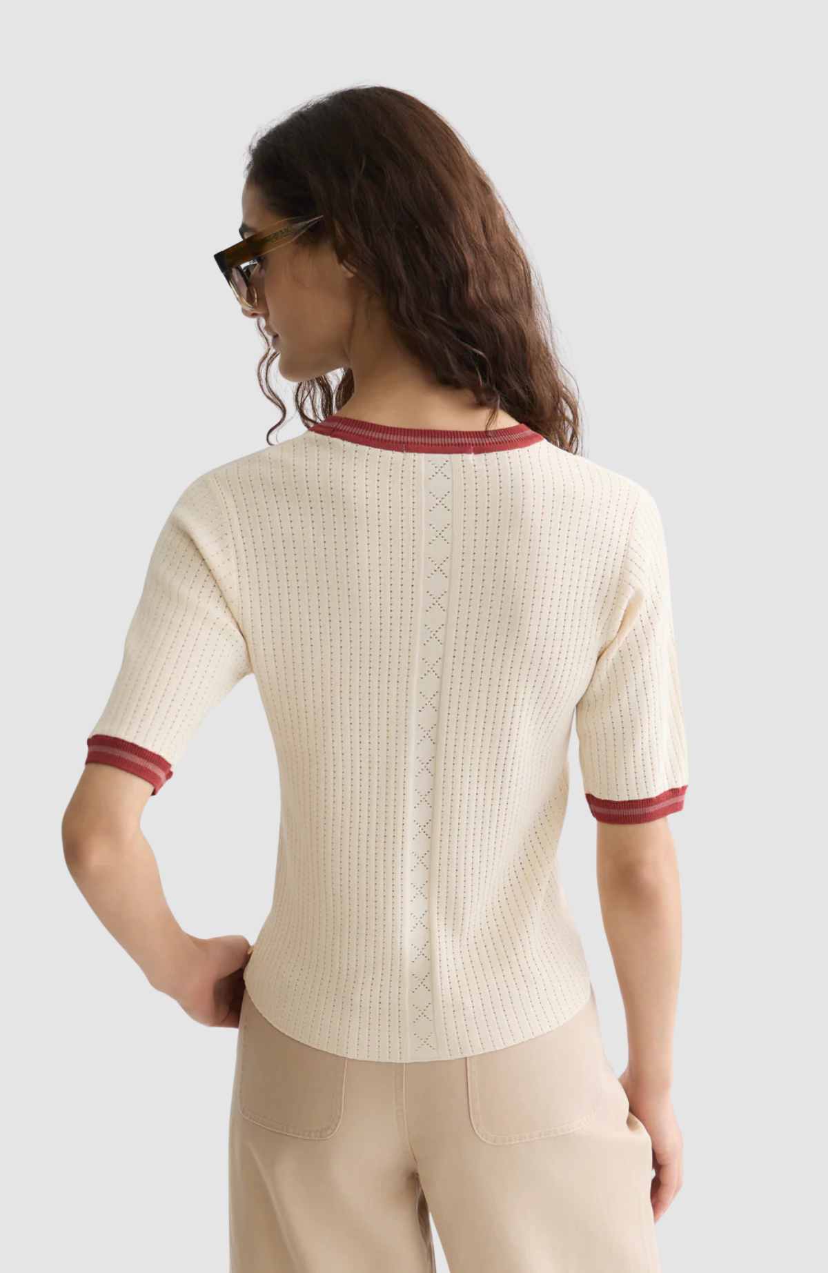Pointelle knitted relaxed-fit tee