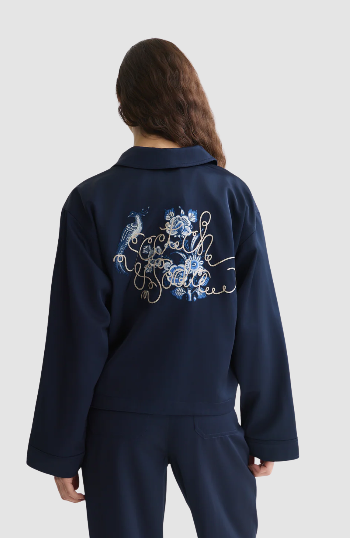 Embroidered satin jacket
