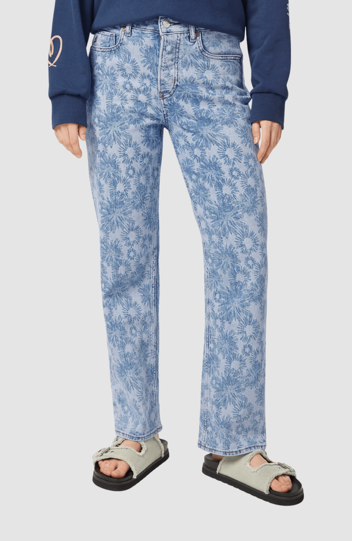 Sky high rise straight jeans — Abstract Floral