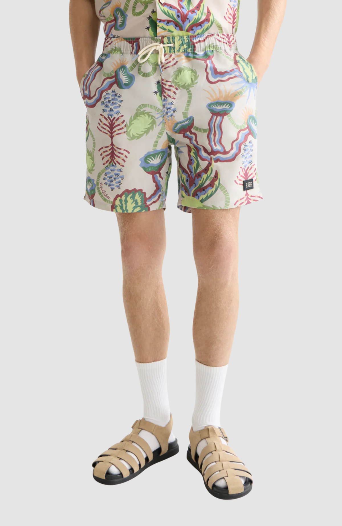 Printed midlength swim shorts